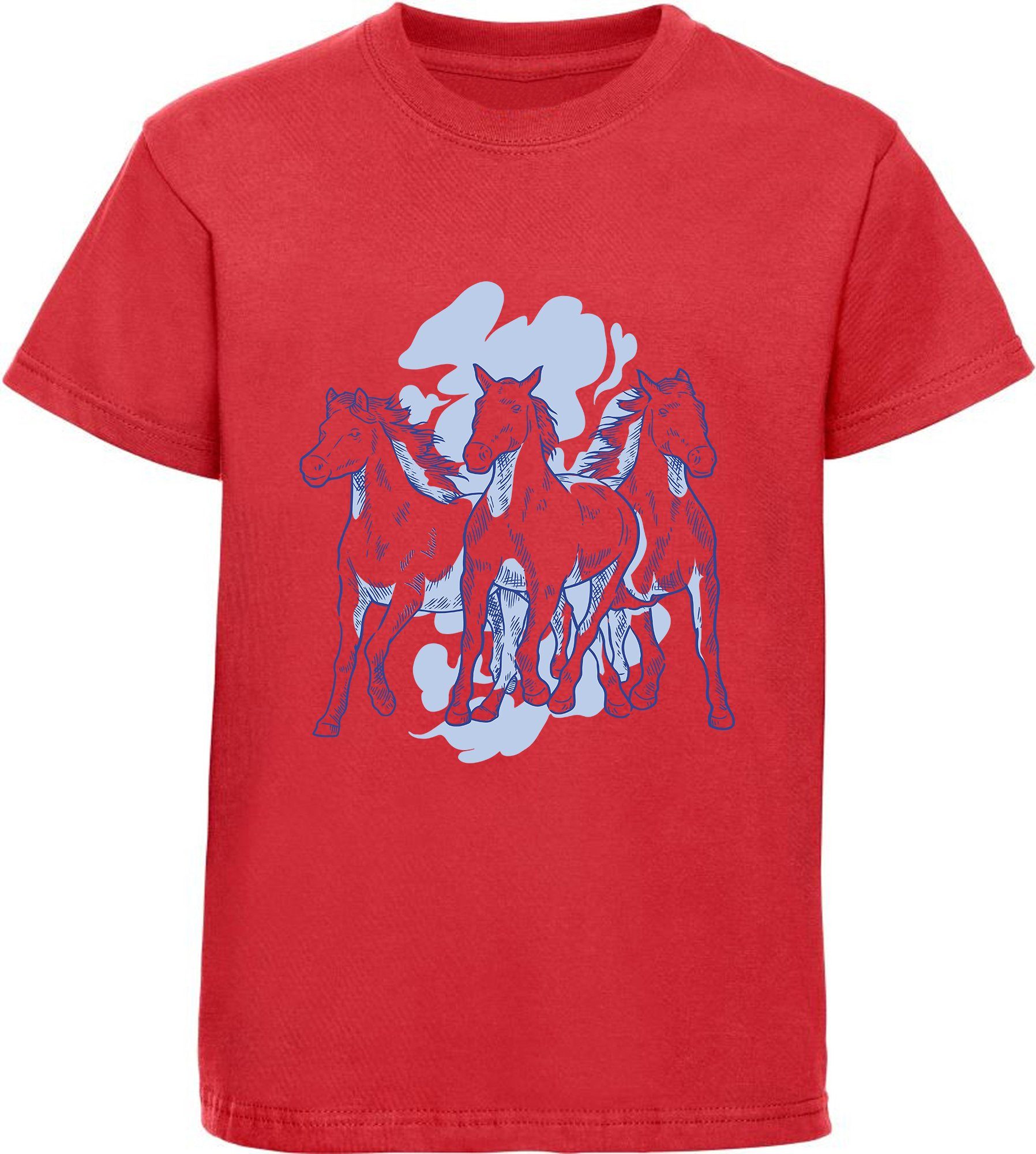 Print-Shirt bedrucktes Mädchen T-Shirt mit 3 Pferden