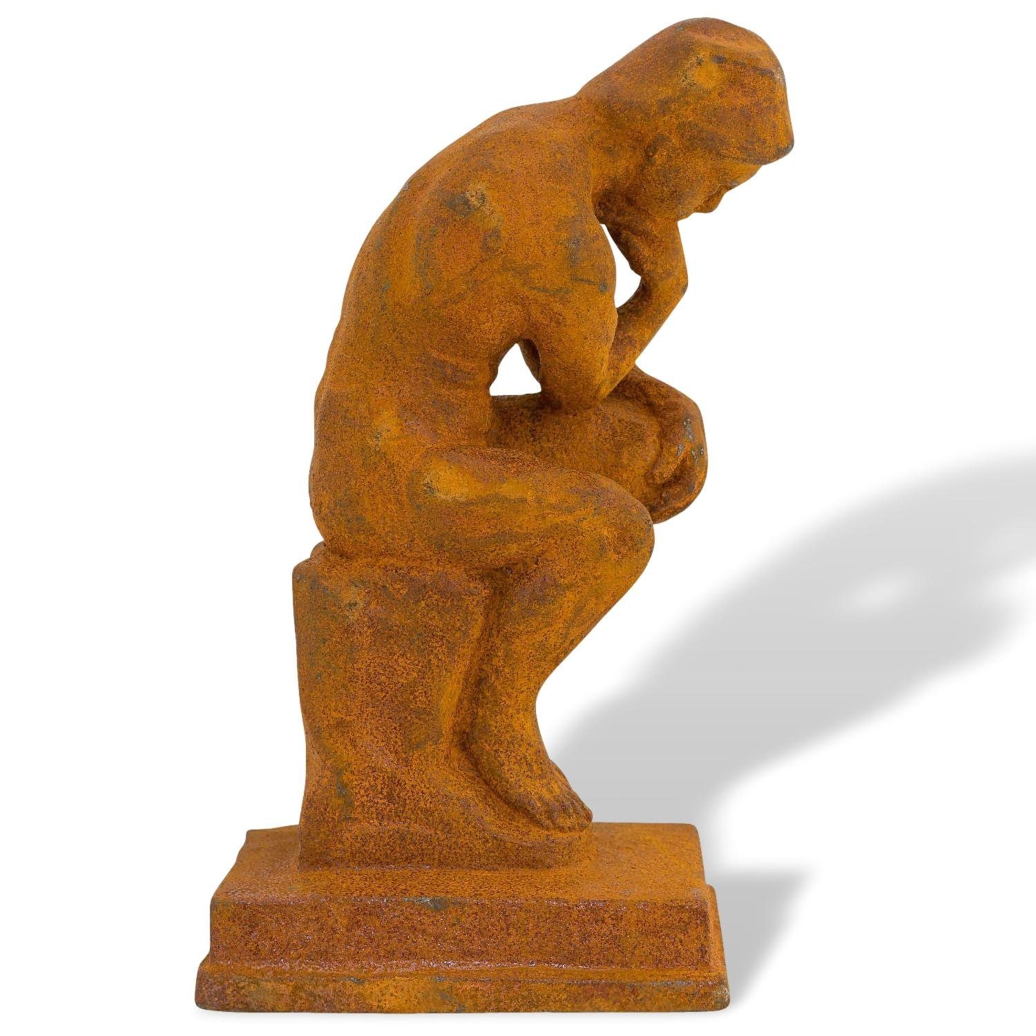 Aubaho Gartenfigur Skulptur Denker nach Rodin Eisen Figur Statue Garten Antik-Stil Replik