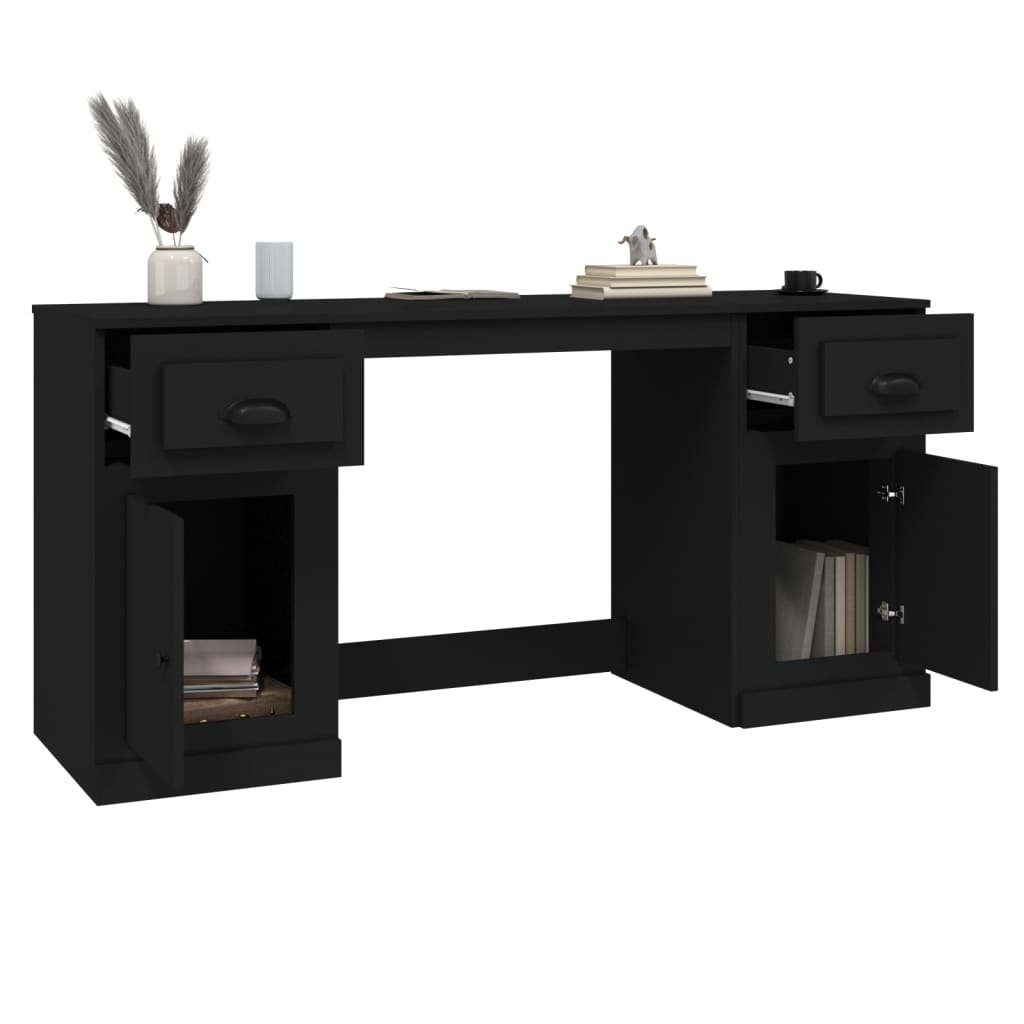 Holzwerkstoff Schreibtisch furnicato Schwarz Stauraum mit