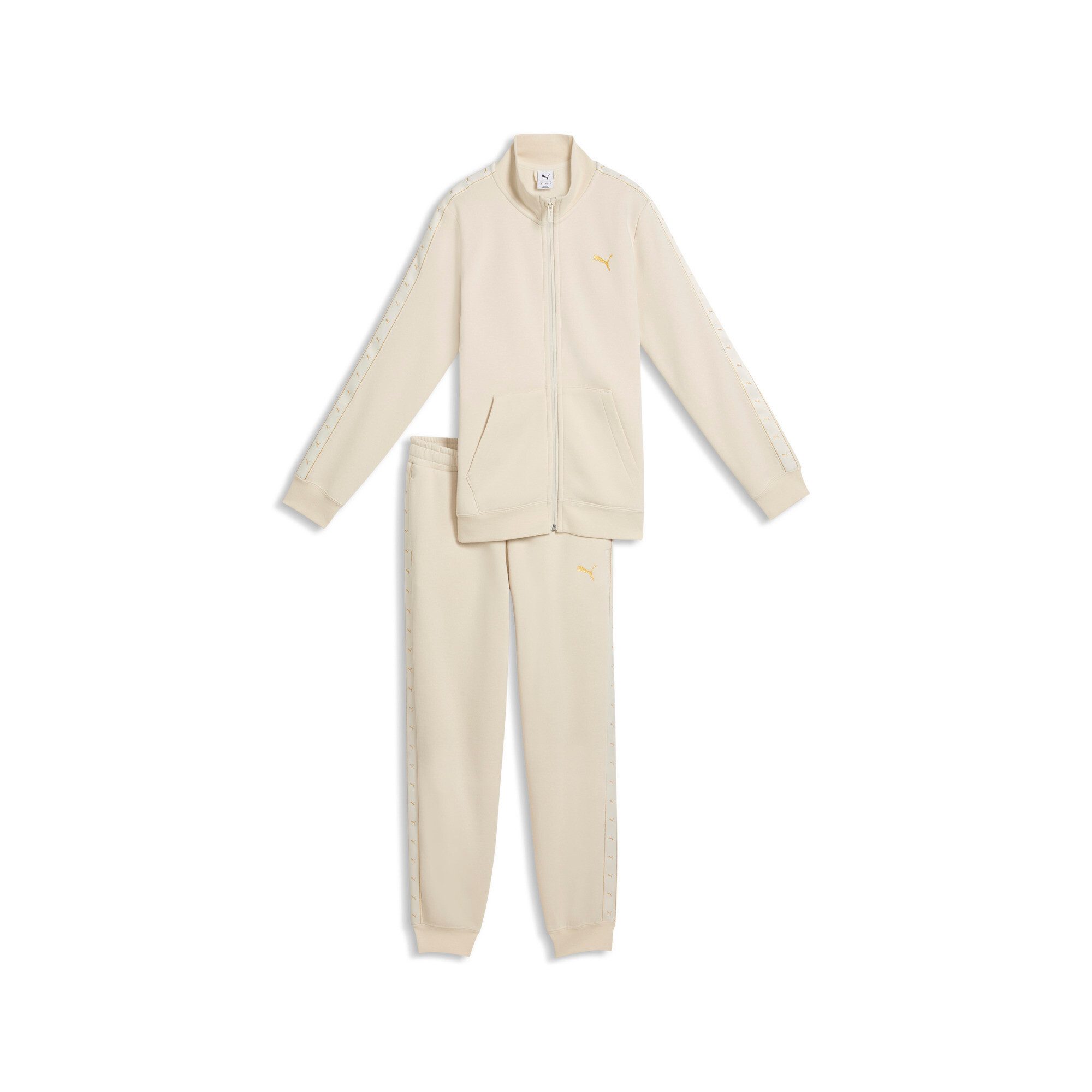 PUMA Trainingsanzug ESS TAPE FULL-ZIP SWEAT SUIT FL G (2-tlg), 2-teiliges Set, mit Reißverschluss am Oberteil, Langarm-Oberteil