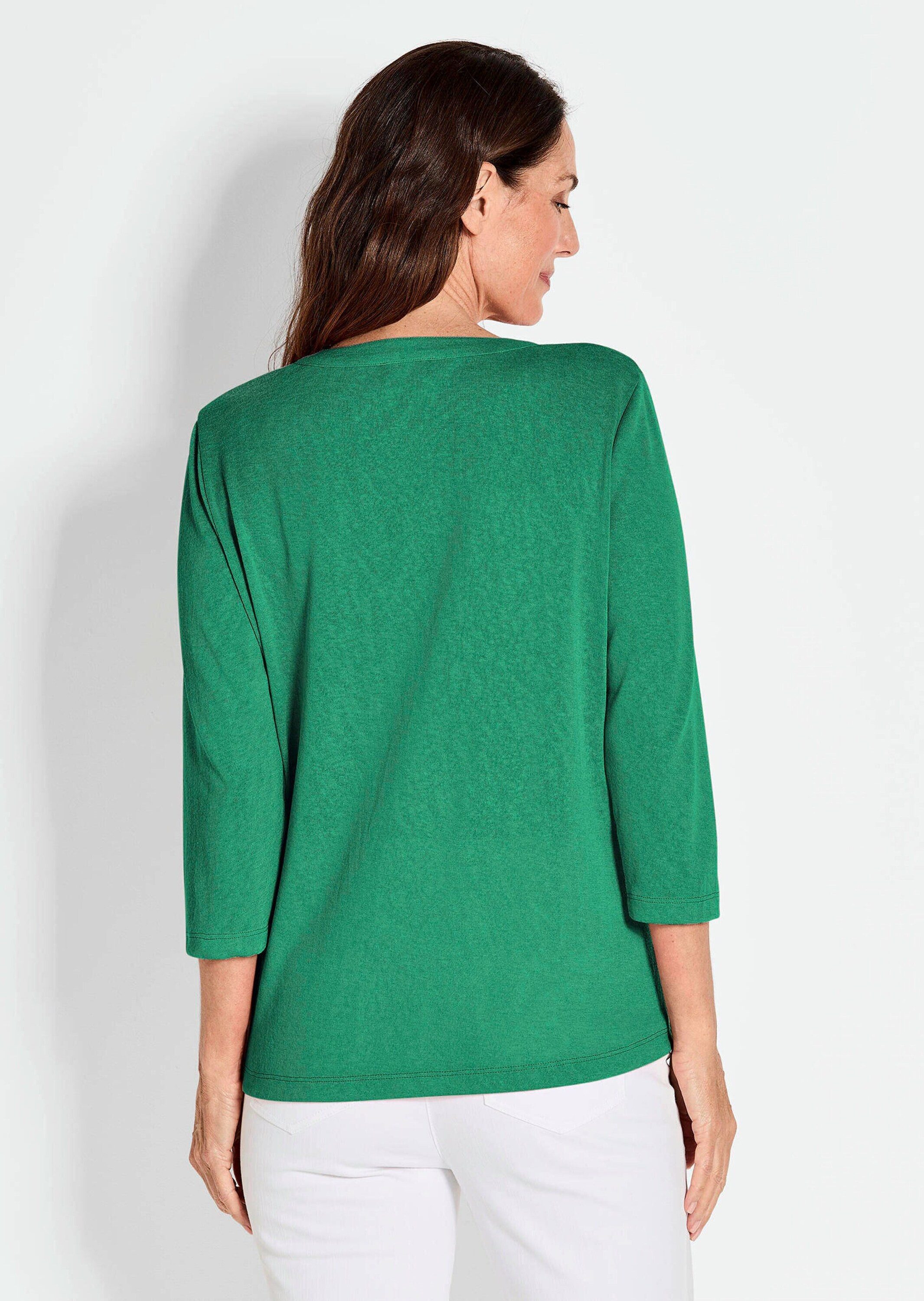 GOLDNER T-Shirt Kurzgröße: Modisches 3/4-Arm-Oberteil Sommerbluse mit V-Ausschnitt, pflegeleichter Jersey, körniger Griff – Bild 3 von 5