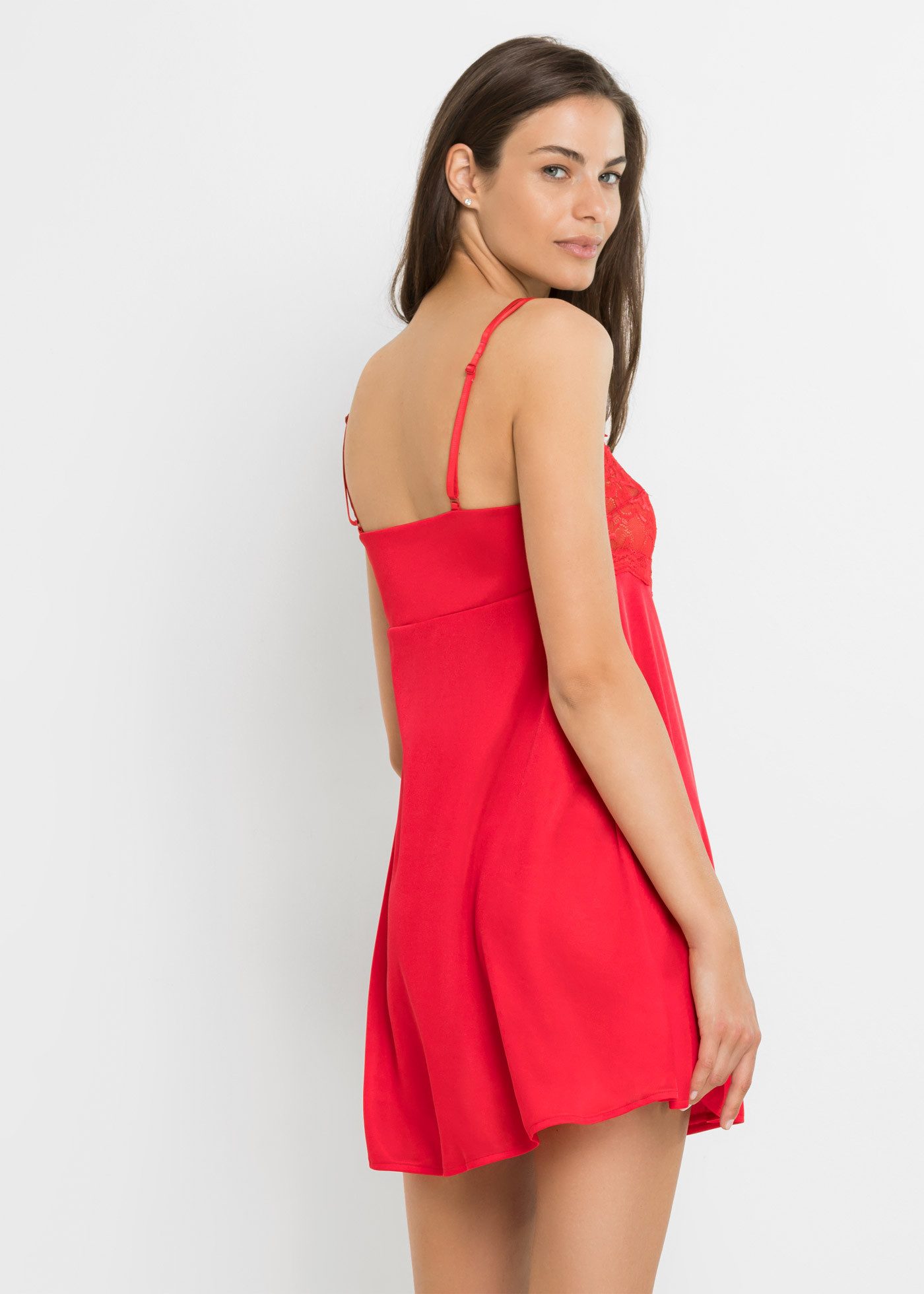 bonprix Negligé mit verführerischem Spitzendetail, verstellbare Träger