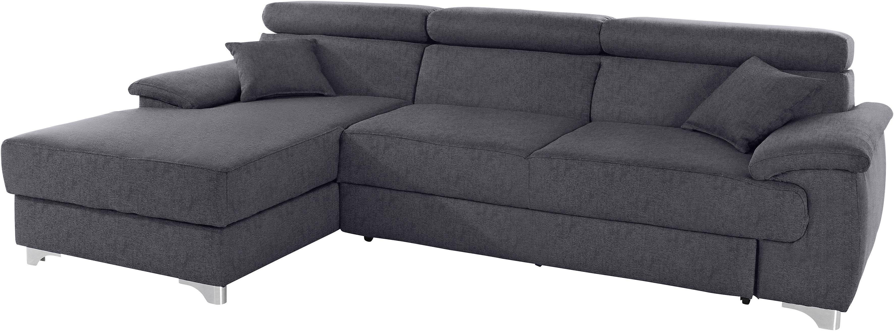 DOMO collection Ecksofa Mira, inklusive Kopfteilverstellung für mehr Wohlfühlkomfort, L-Form, wahlweise mit Bettfunktion und Bettkasten, elegant und modern