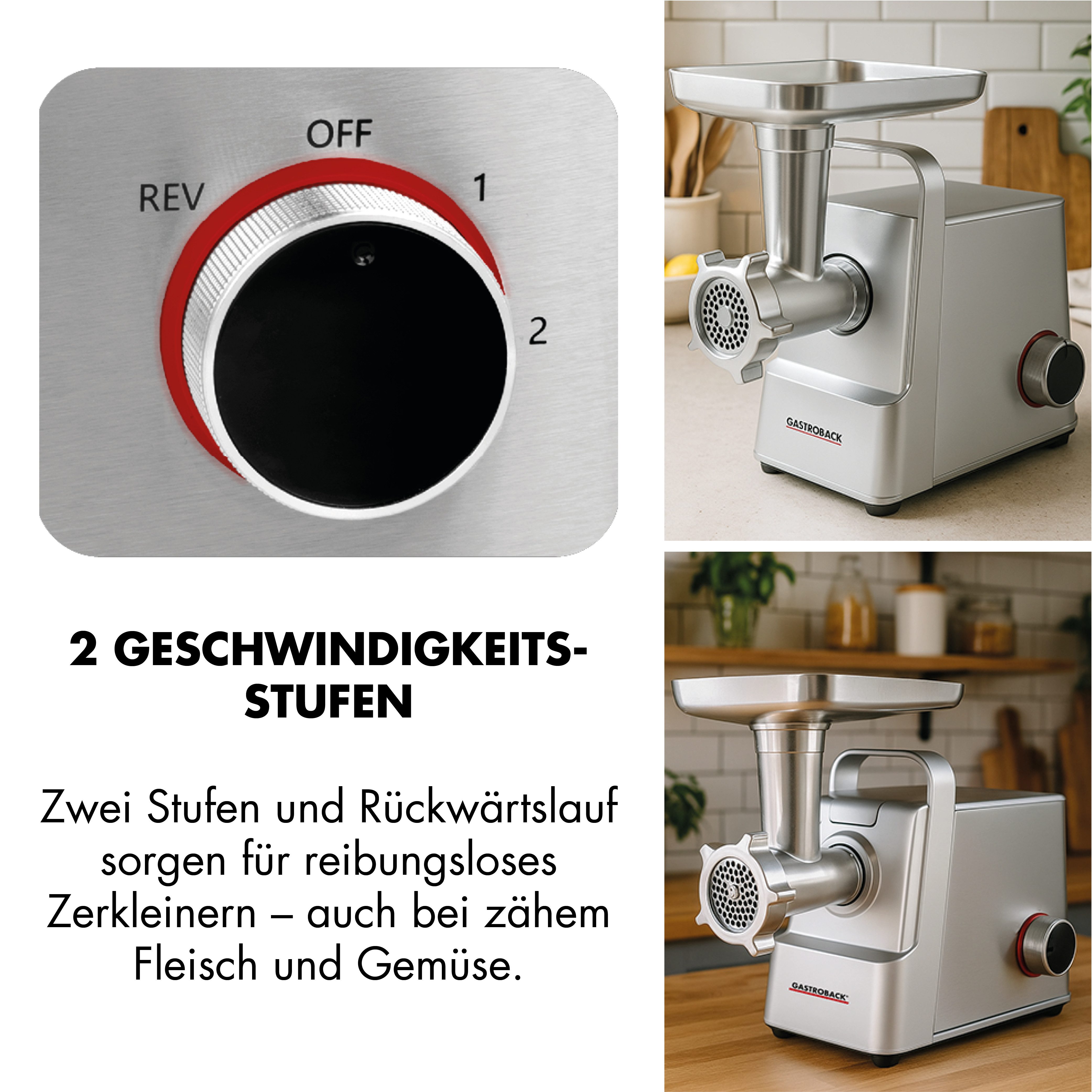 Gastroback Fleischwolf Design Fleischwolf 6-in-1 Plus, inklusive Burger-Presse