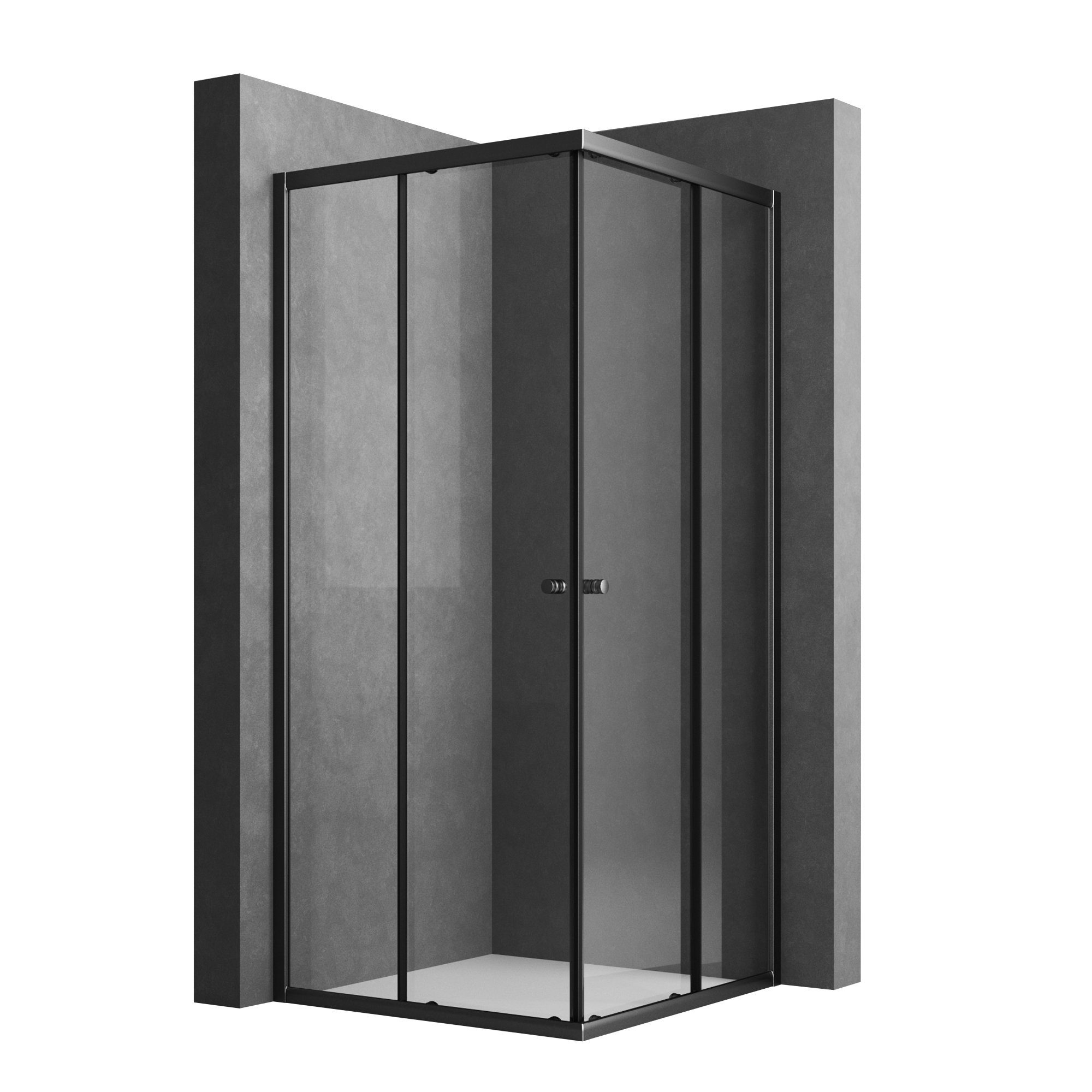 Boromal Eckdusche Duschkabine 90x80 80x90 Schwarz Chrom H:185/195 Schiebetür Falttür, BxT: 90x80 cm, 5mm ESG Sicherheitsglas, Duschwand für Dusche, Alu Rahmen, Aluprofile, Doppelten Türrollen, Schnellfreigabefunktion