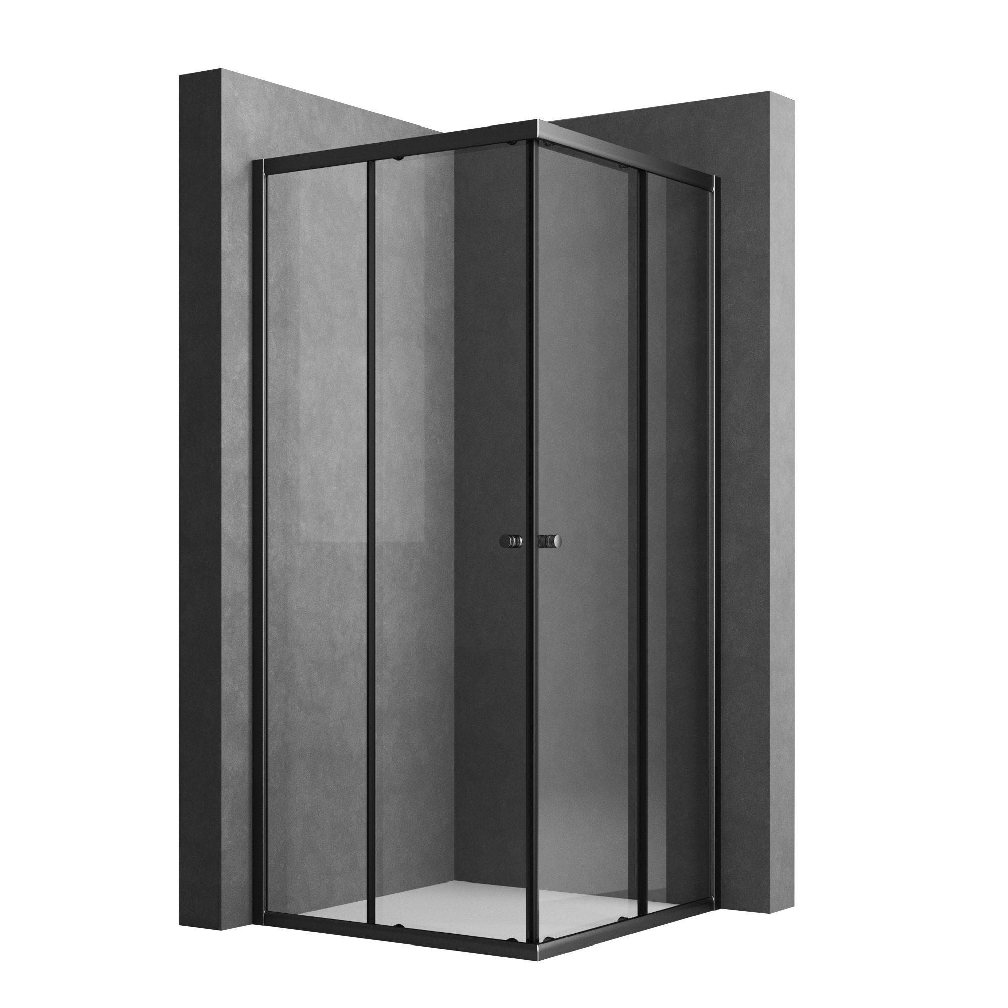 Boromal Eckdusche Duschkabine 90x80 80x90 Schwarz Chrom H:185/195 Schiebetü günstig online kaufen