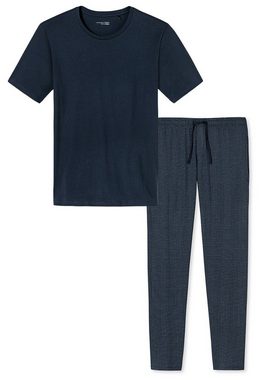 Schiesser Pyjama Mix (Set, 2 tlg) Schlafanzug - Baumwolle - Kurzarm-Shirt mit Rundhals-Ausschnitt