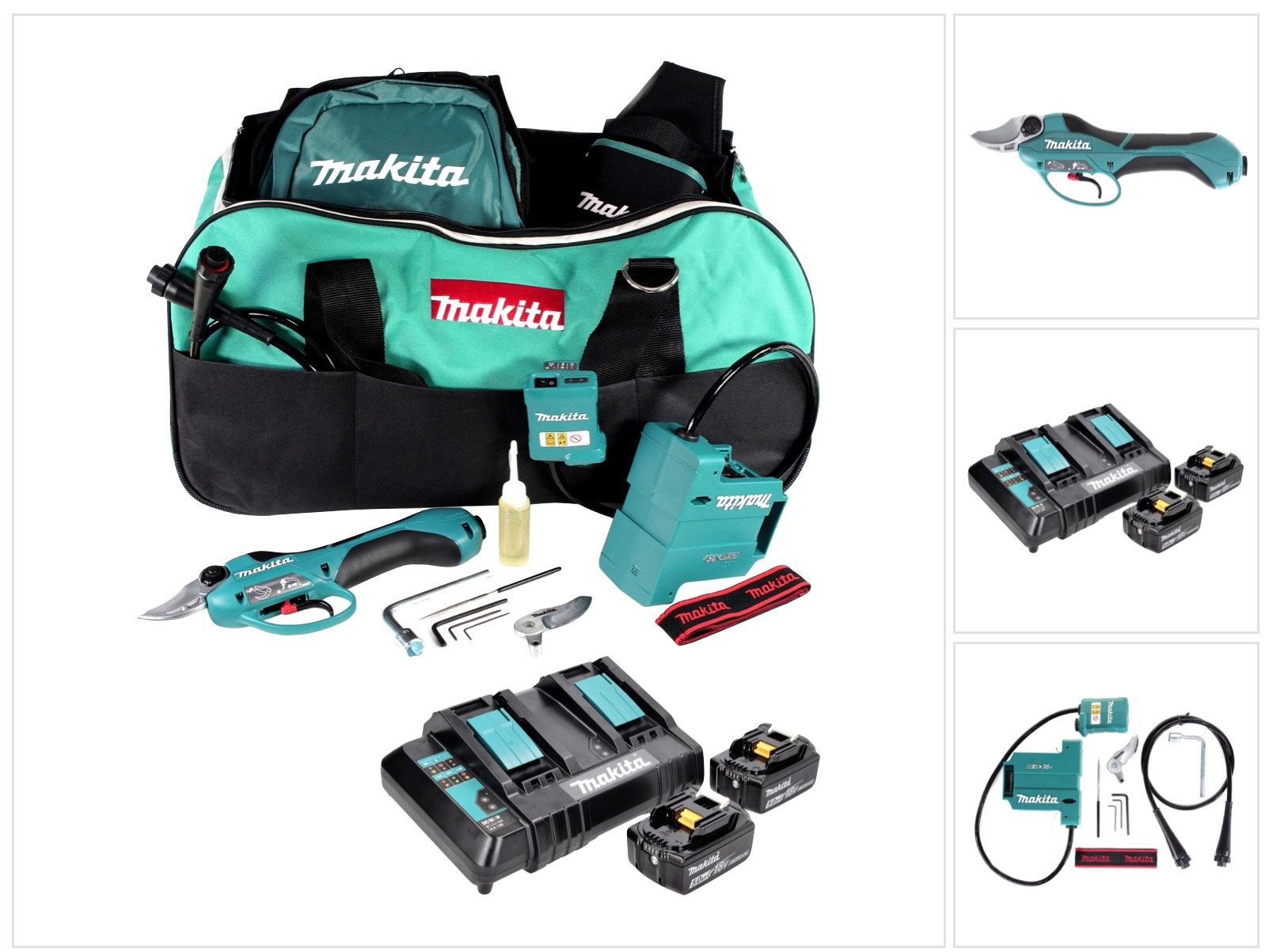 Makita Akku-Astschere DUP 361 CT Akku Rebschere Astschere 36 V (2x 18 V) + 2x Akku 5,0 Ah
