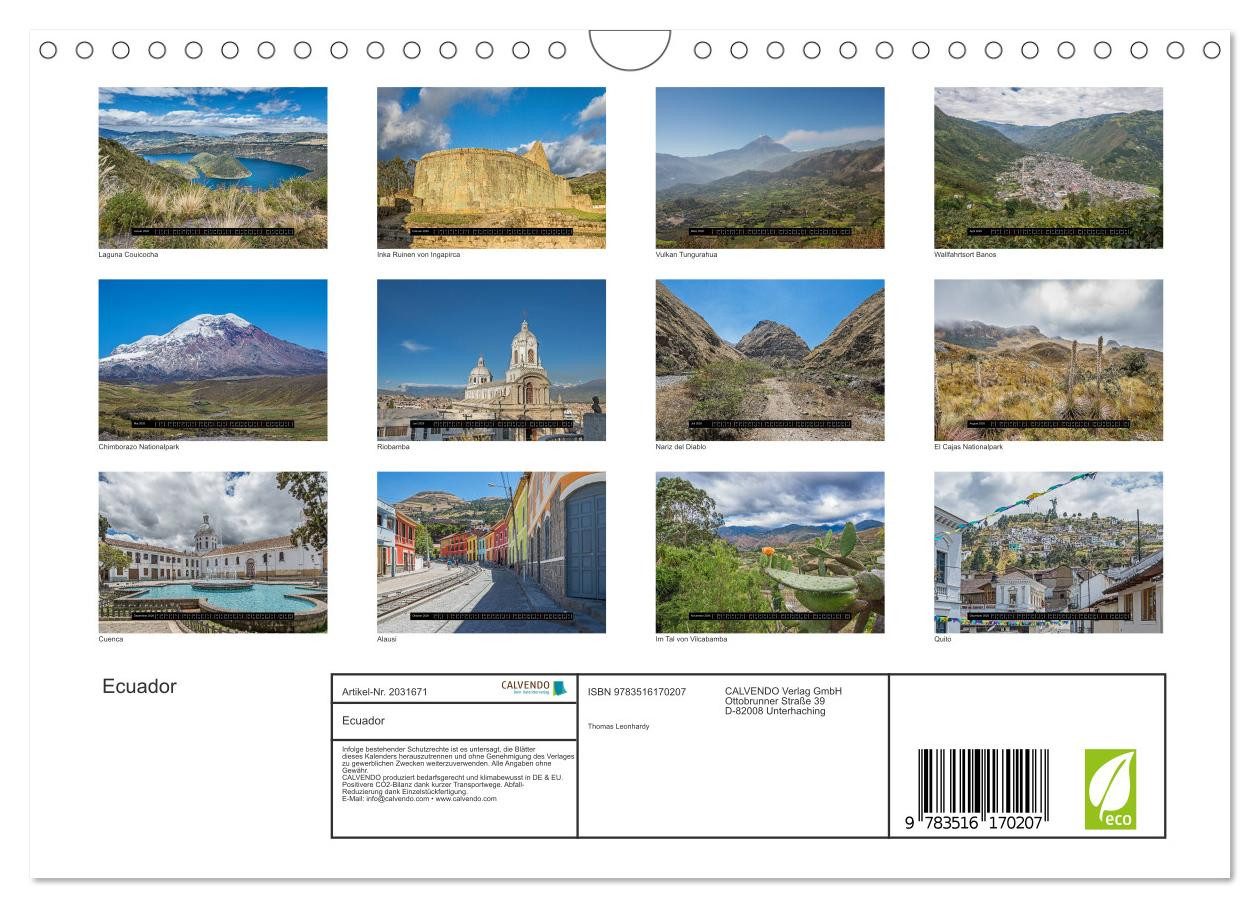 Thumbnail - CALVENDO Wandkalender Ecuador (Wandkalender 2026 DIN A4 quer), CALVENDO Monatskalender