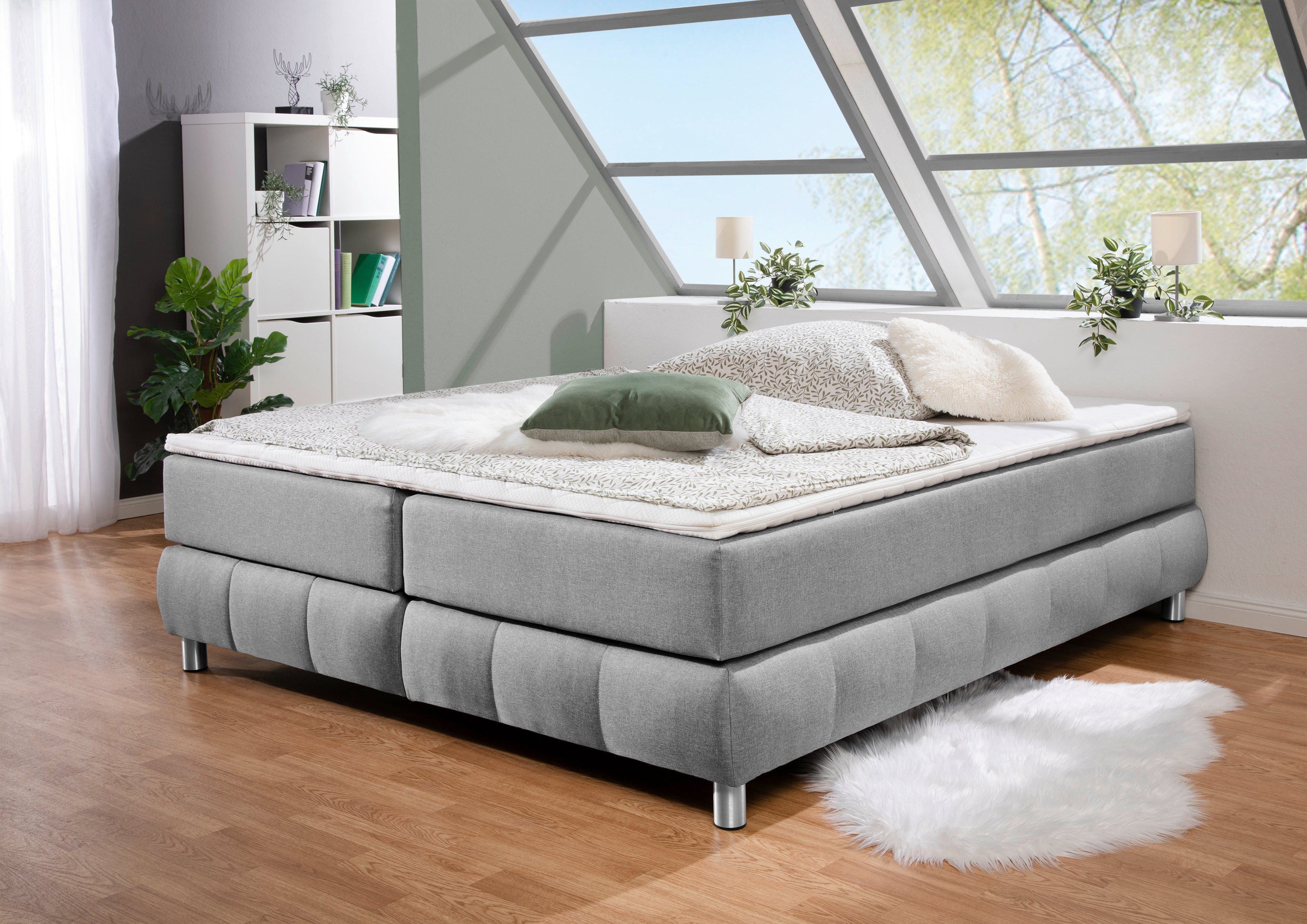 andas Boxspringbett Salo, Ohne Kopfteil, inkl. Topper, auch in Überlänge 220 cm