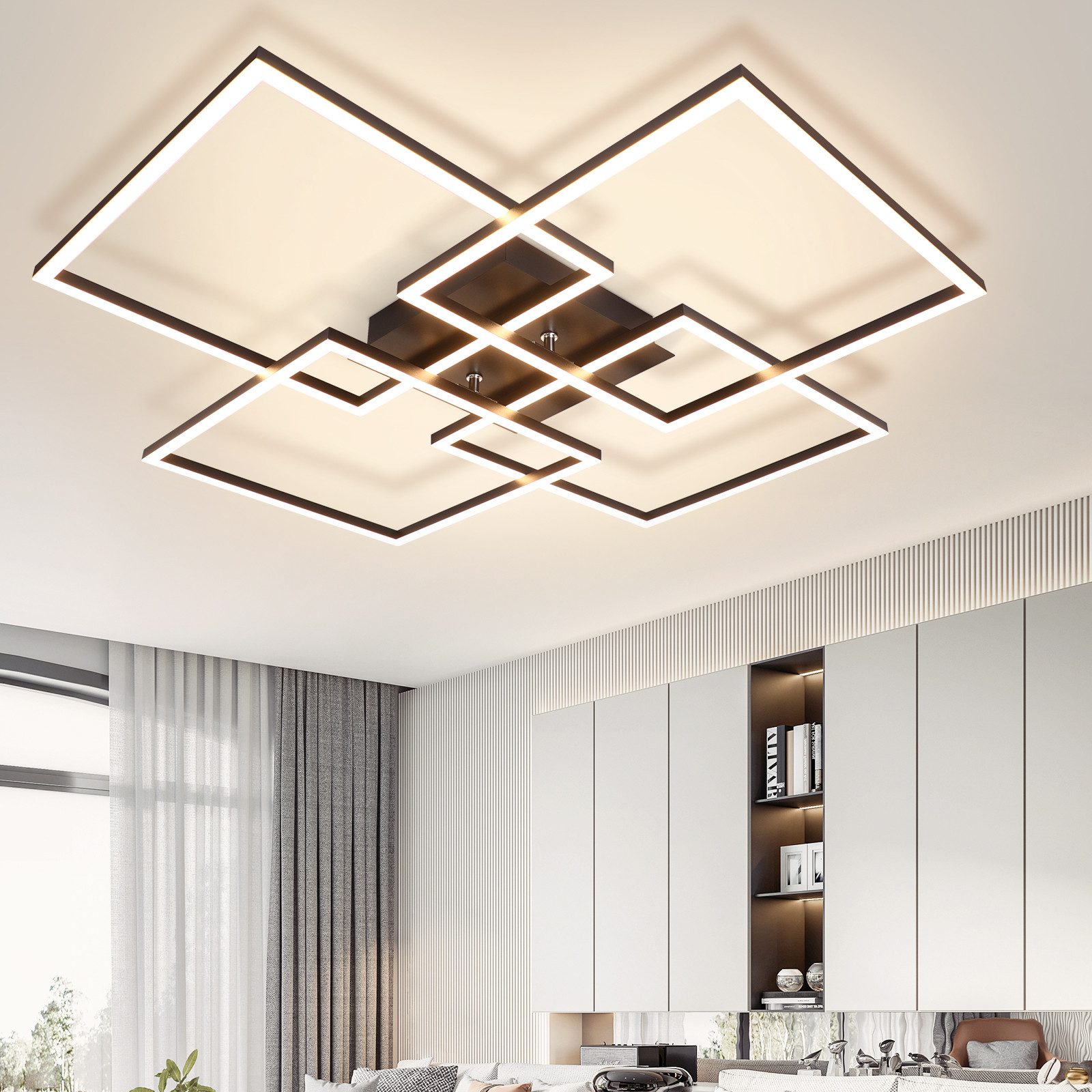 ZMH LED Deckenleuchte Wohnzimmer 4 Rahmen Deckenlampe Modern 32W 3000K Schl günstig online kaufen