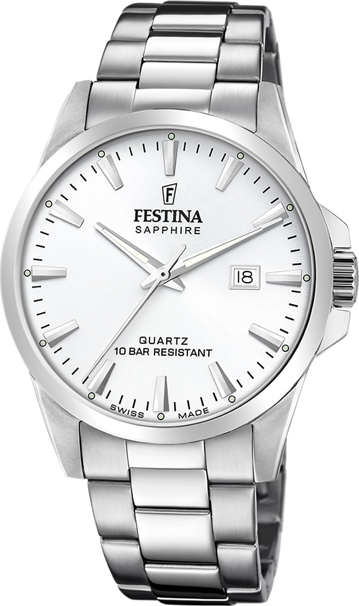 Festina Quarzuhr Festina Herrenuhr Edelstahl silber, (Analoguhr), Herren Armbanduhr rund, Edelstahlarmband silber, Elegant