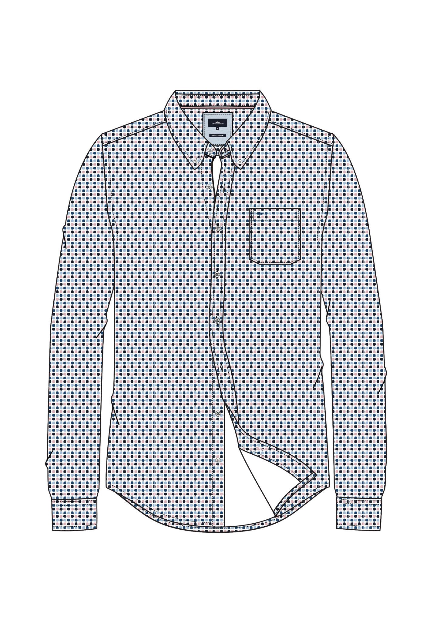 FYNCH-HATTON Langarmhemd normale Passform, aus reiner Baumwolle, mit Minimalmuster