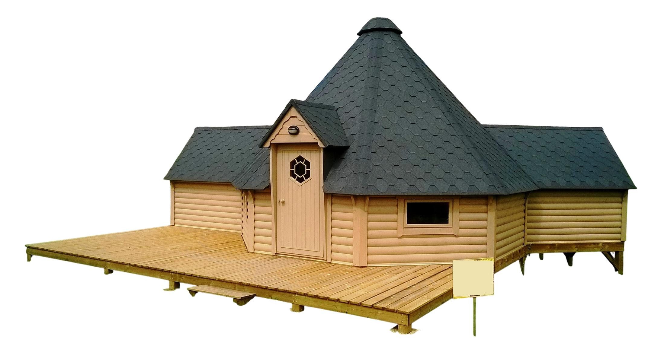 JVmoebel Grillkota Grillkota Hütte 25m² aus Holz - Transparente Grillhaus für Garten, (Maßeinheit, Maße), Made in Europe