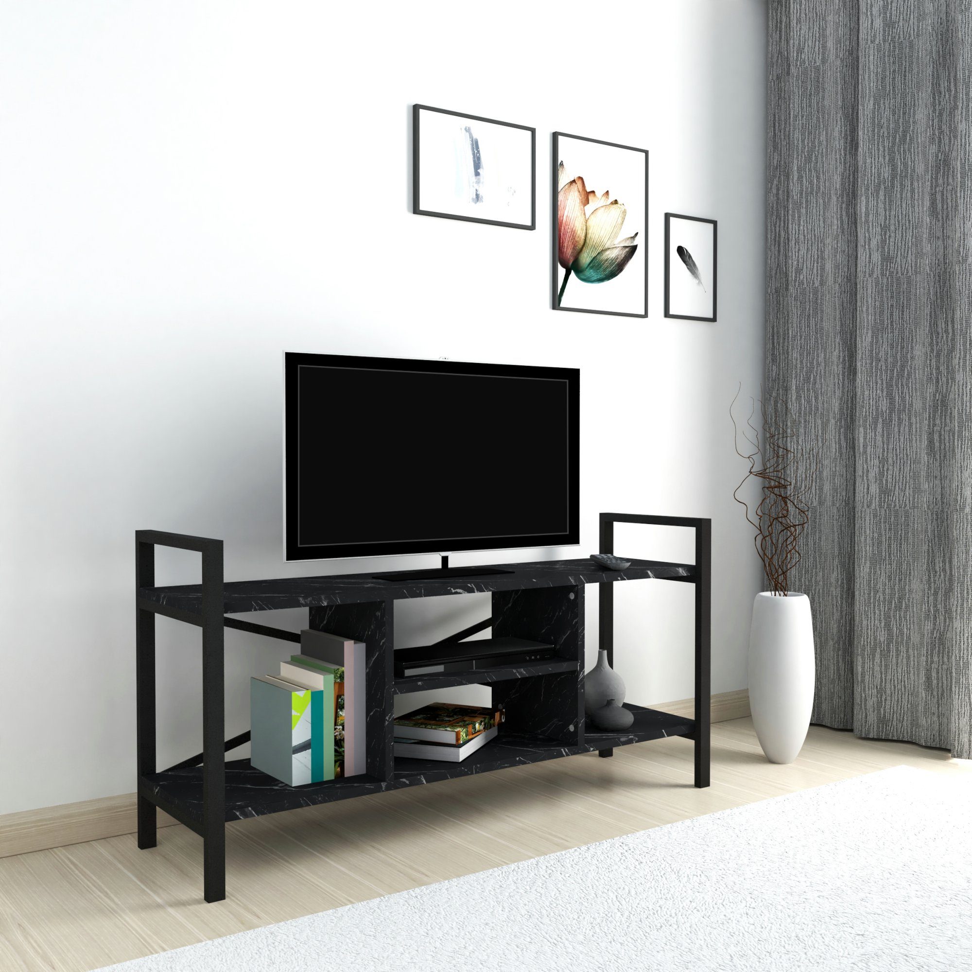 en.casa TV-Board, »Osterøy« Fernsehtisch 61 x 120 x 35 cm TV Bank Marmor-Optik  schwarz online kaufen | OTTO