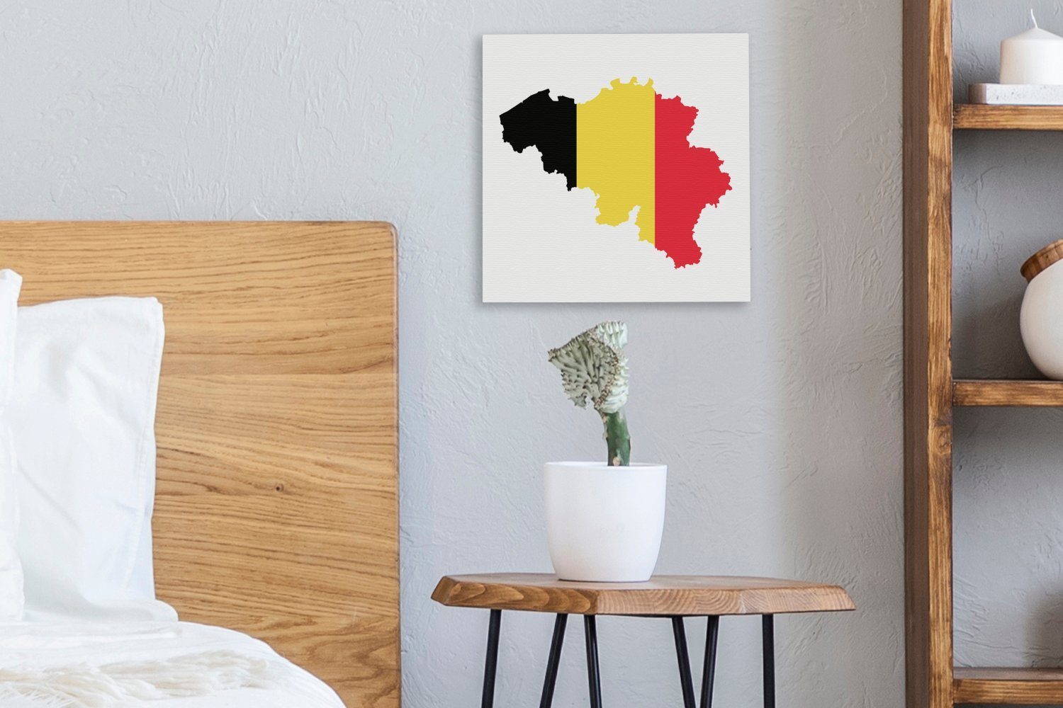 von Bilder Illustration Nationalflagge, (1 Eine Schlafzimmer OneMillionCanvasses® der für Belgien Wohnzimmer Farben in St), den Leinwand Leinwandbild