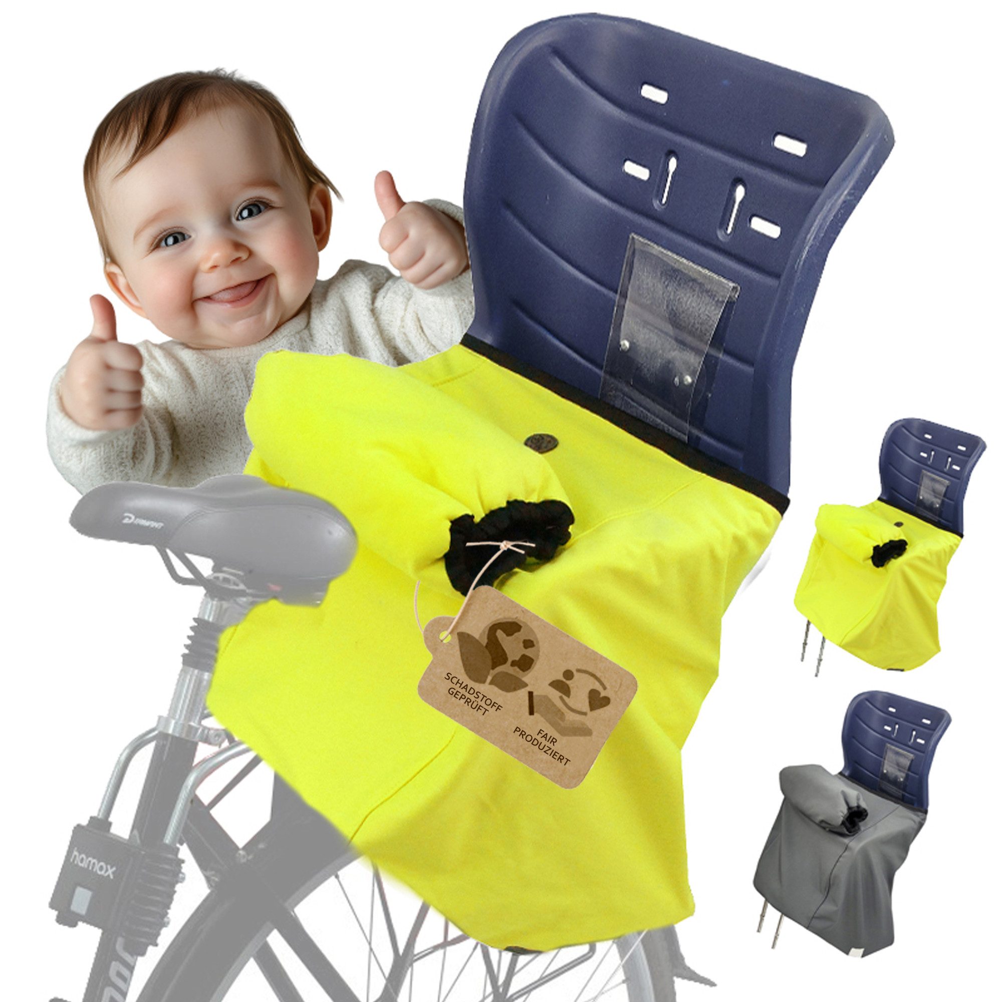 BambiniWelt by Rafael K. Fahrradkindersitz Kinder Beinwärmer Fußsack Fahrradsitz kompatibel mit Römer + Handmuff