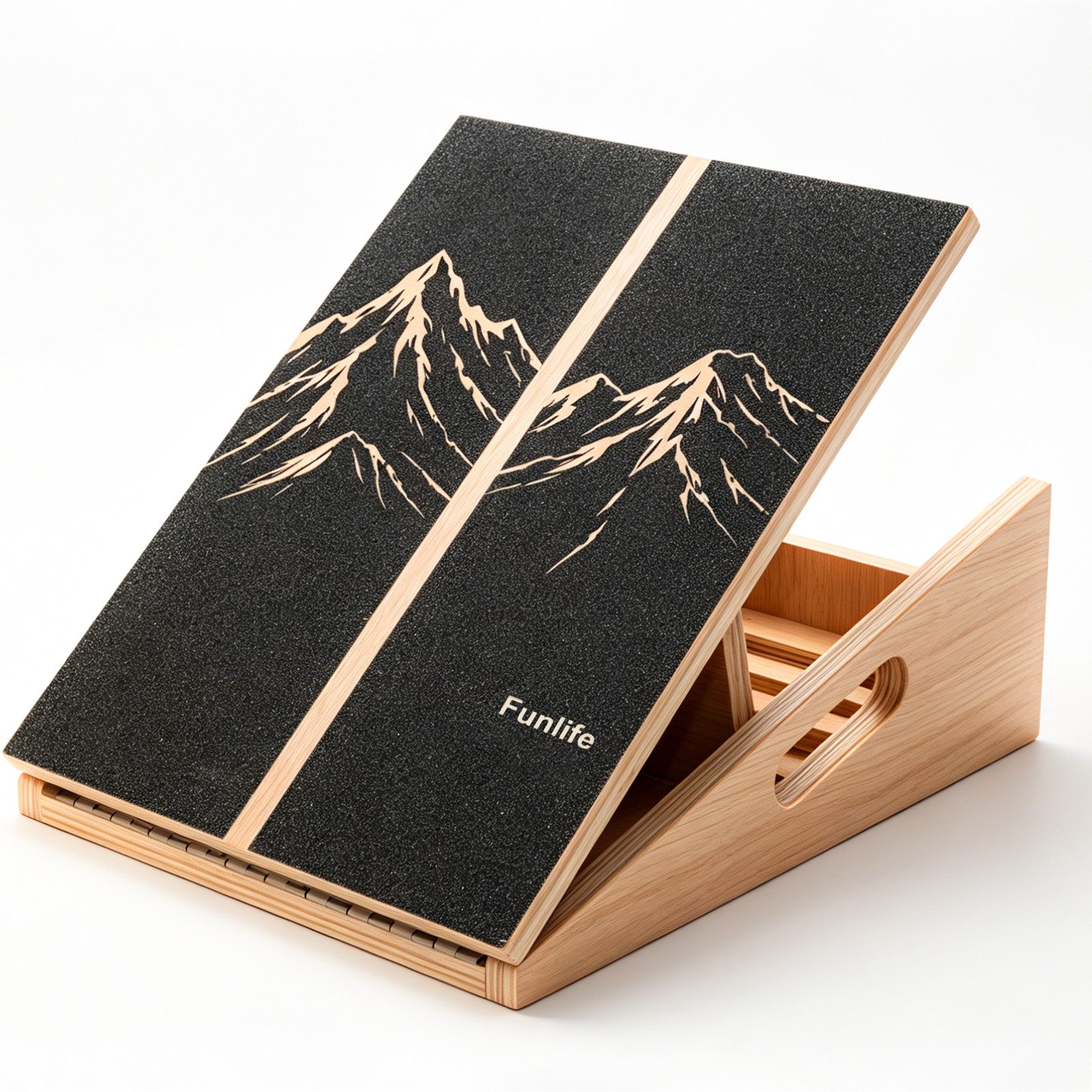 FunLife Balanceboard Slant Board BERG & FLOW Design-Edition, 5 Neigungswinkel, aus Mehrschichtholz, rutschfest, bis 150 kg