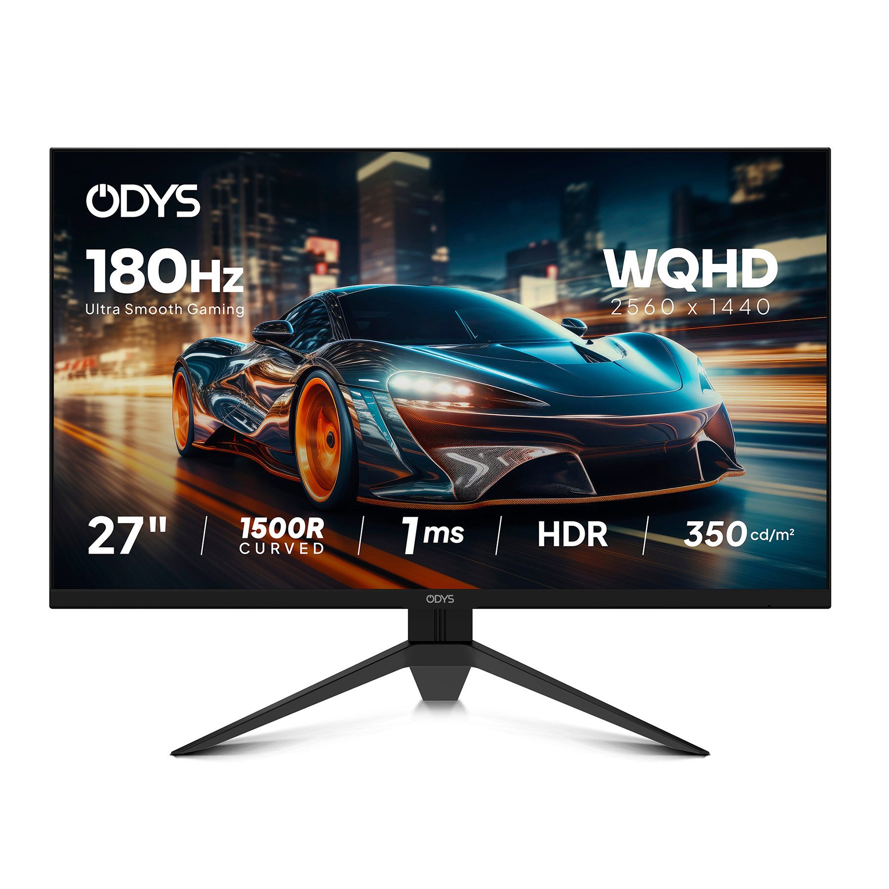 Odys i27-Q-180 LED-Monitor (69 cm/27 ", 2.560 x 1.440 px, WQHD, 180 Hz, LED, 27" WQHD Gaming Monitor, 180 Hz, 1 ms, HDR, FreeSync)