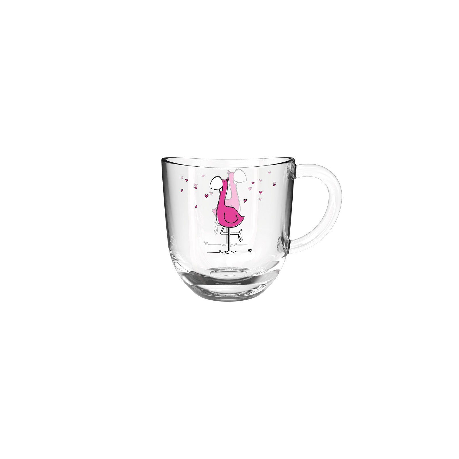 LEONARDO Kinderbecher Glas Trinkglas Set, 2er Flamingo Kindertasse Bambini und