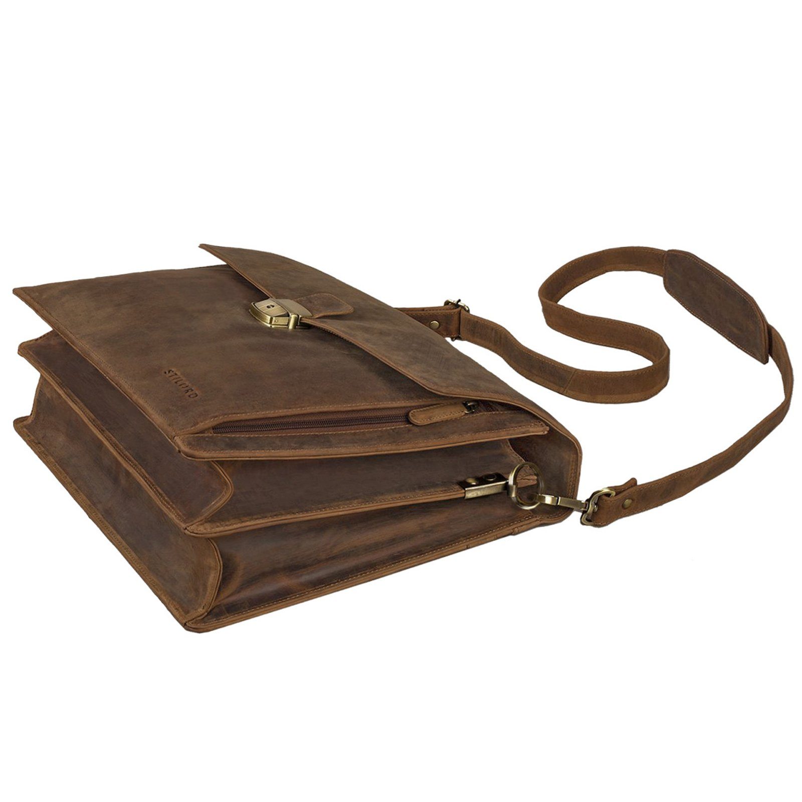 STILORD Laptoptasche "Noel" Aktentasche Leder Herren Vintage