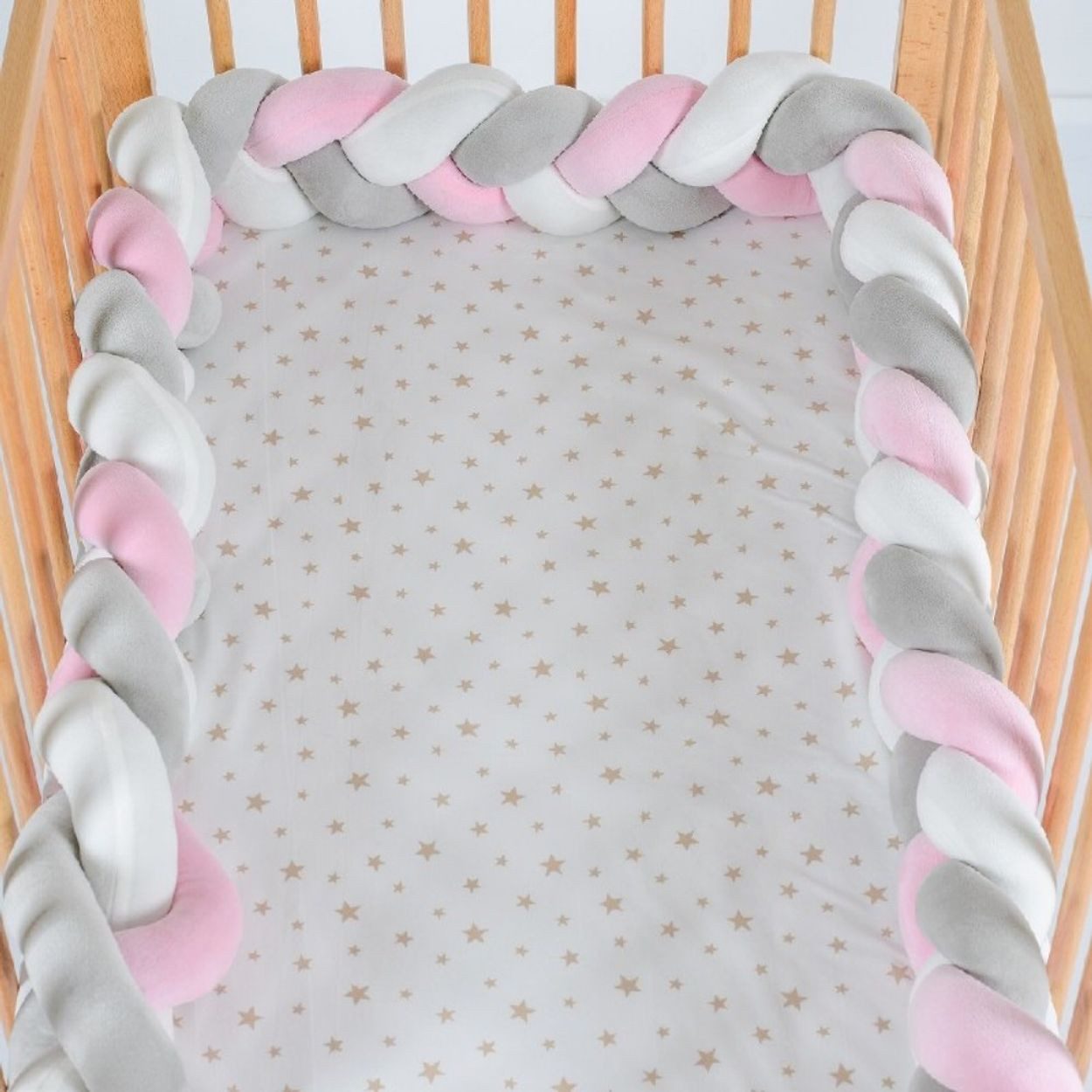 Cangaroo Bettnestchen Braidy 220 x 13 x 3,5 cm, geflochten, Bettumrandung, Polyester, ab Geburt, für Babybetten