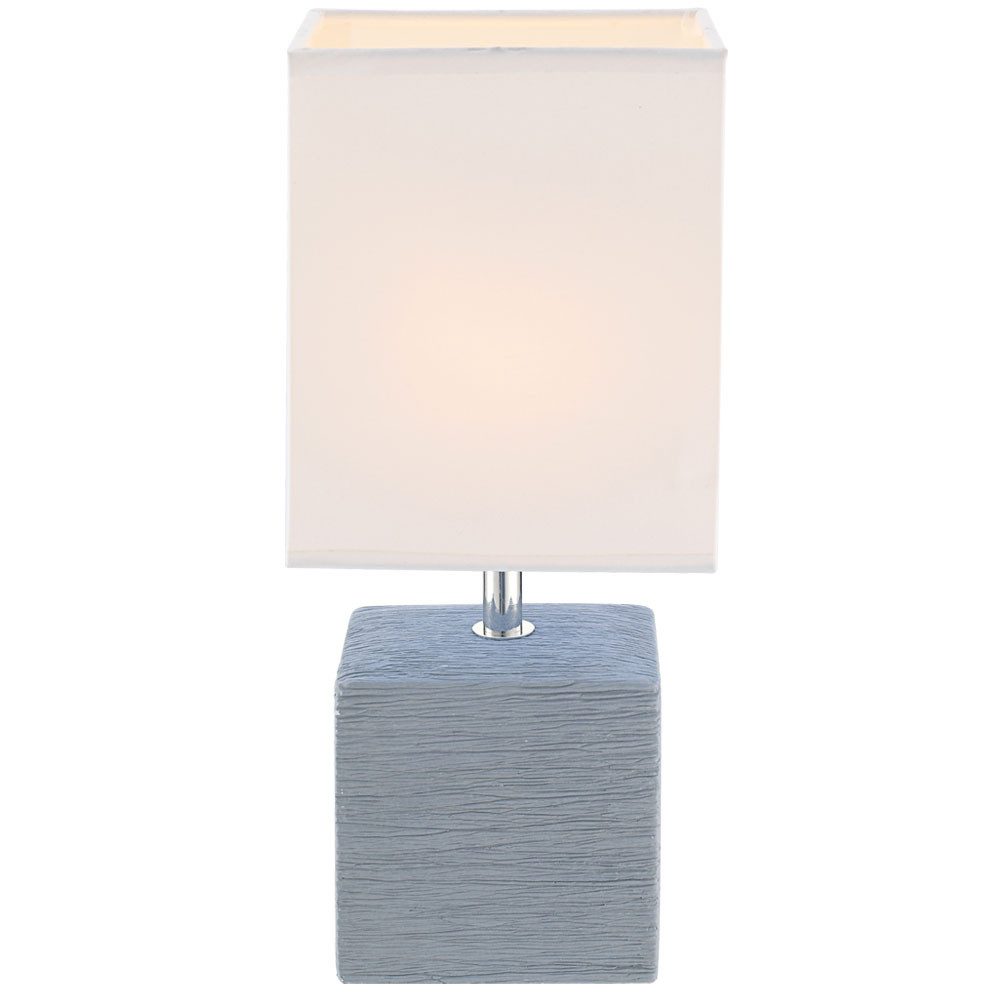 GLOBO LIGHTING LED Tischleuchte, Leuchtmittel inklusive, Warmweiß, LED Tischleuchte Keramik grau Tischlampe Textilschirm weiß Höhe 29 cm