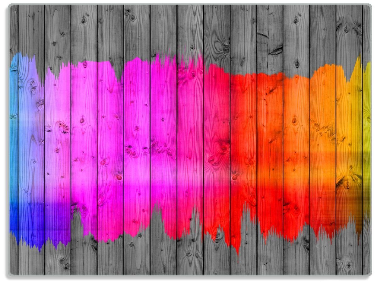 Wallario Schneidebrett Holzpaneel - Bemaltes buntes Holz, ESG-Sicherheitsglas, (inkl. rutschfester Gummifüße 4mm, 1-St), 30x40cm