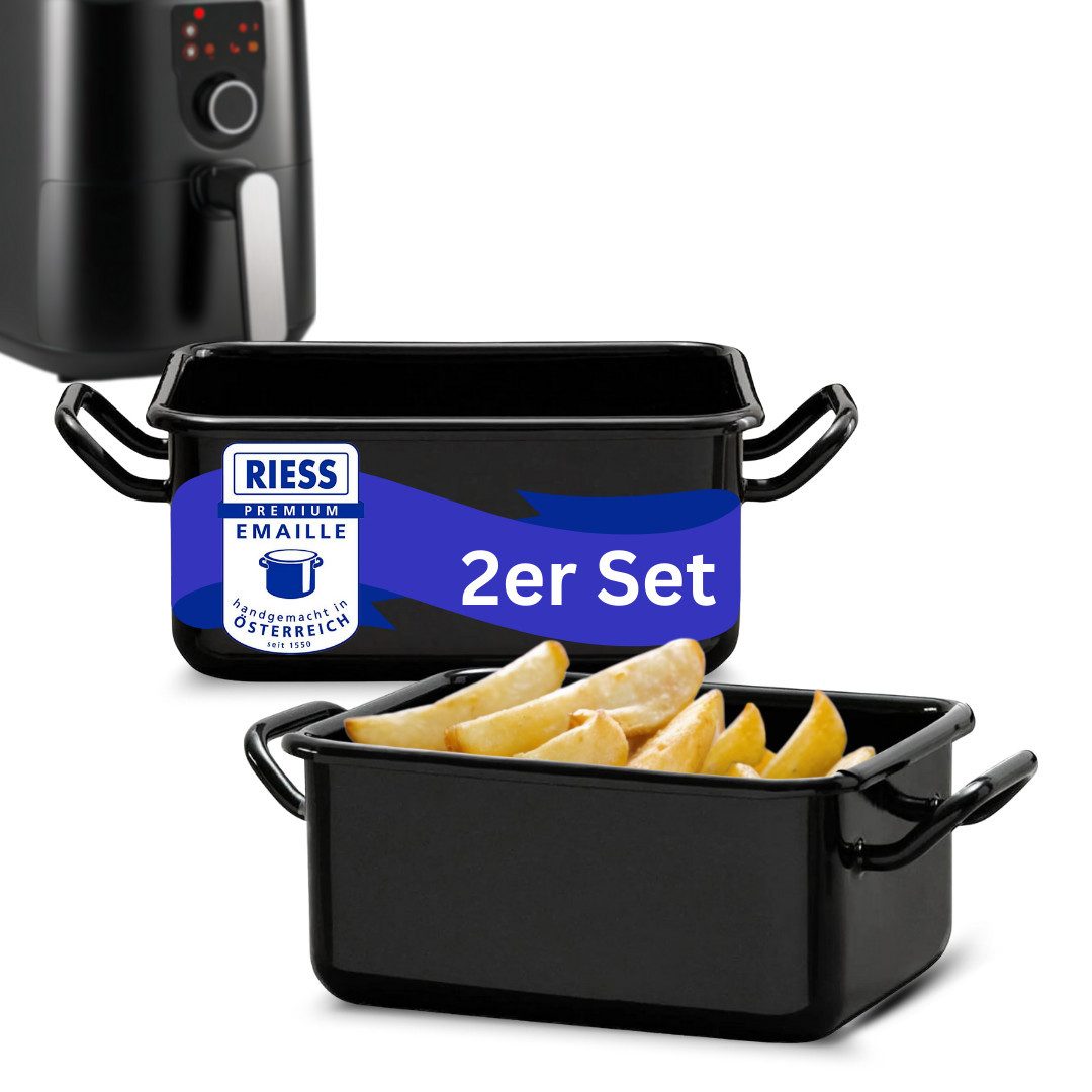 Riess Auflaufform 2er Set Emaille Mini Back- und Servierform, Emaille
