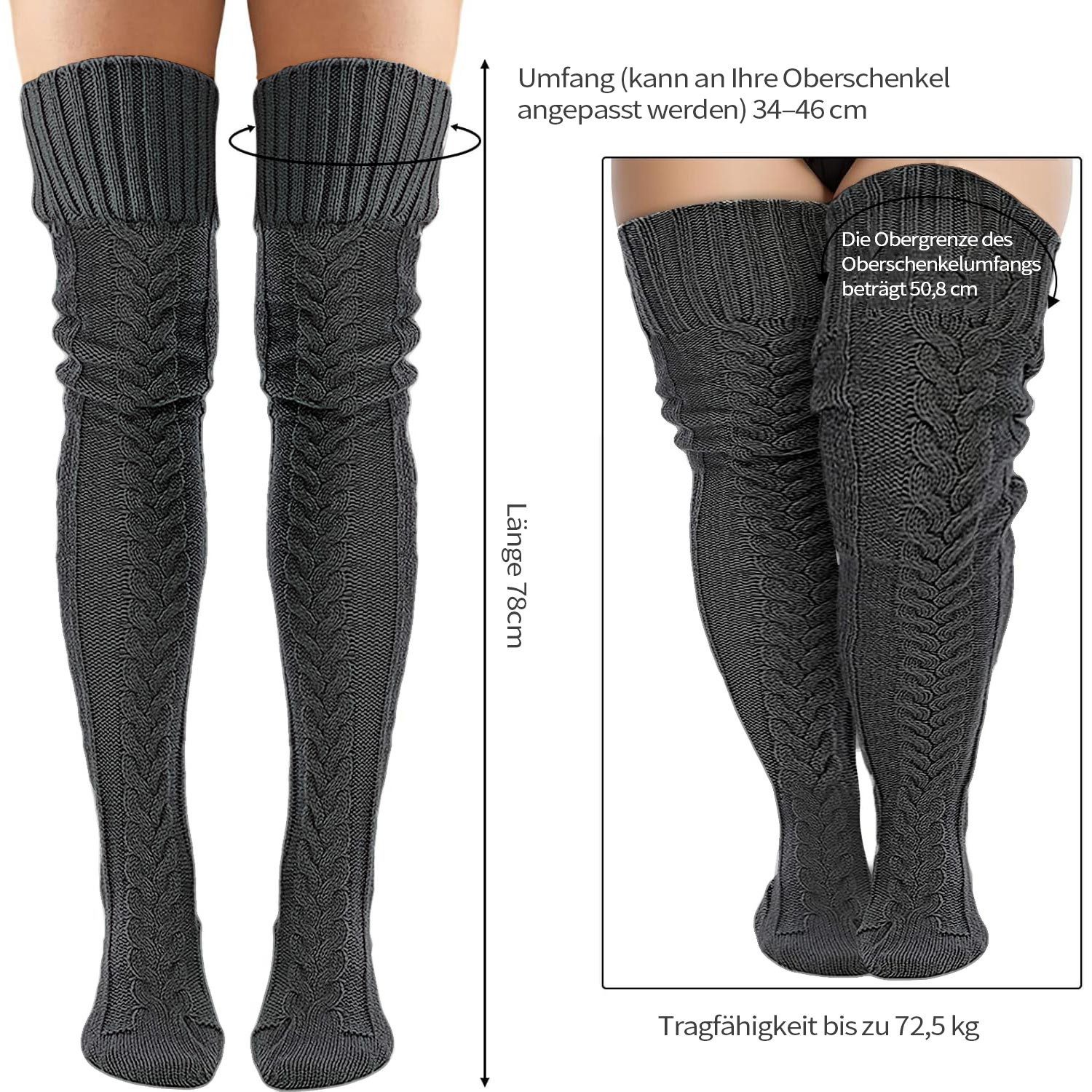 Refttenw Overknees 1 Paar Damen Lange Warm Kniestrümpfe, Strümpfe Beinstulp günstig online kaufen
