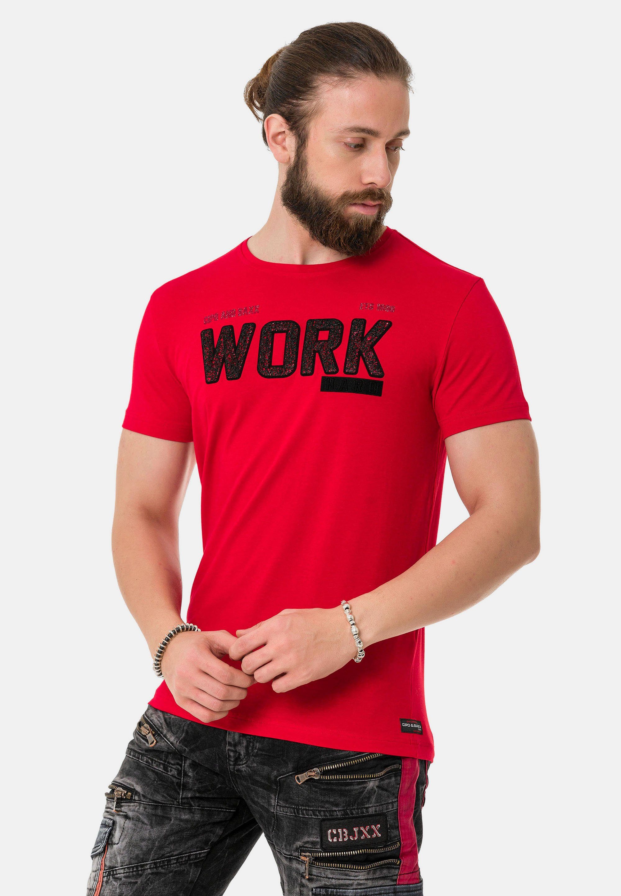 coolem mit Cipo & Work-Aufdruck Baxx T-Shirt rot