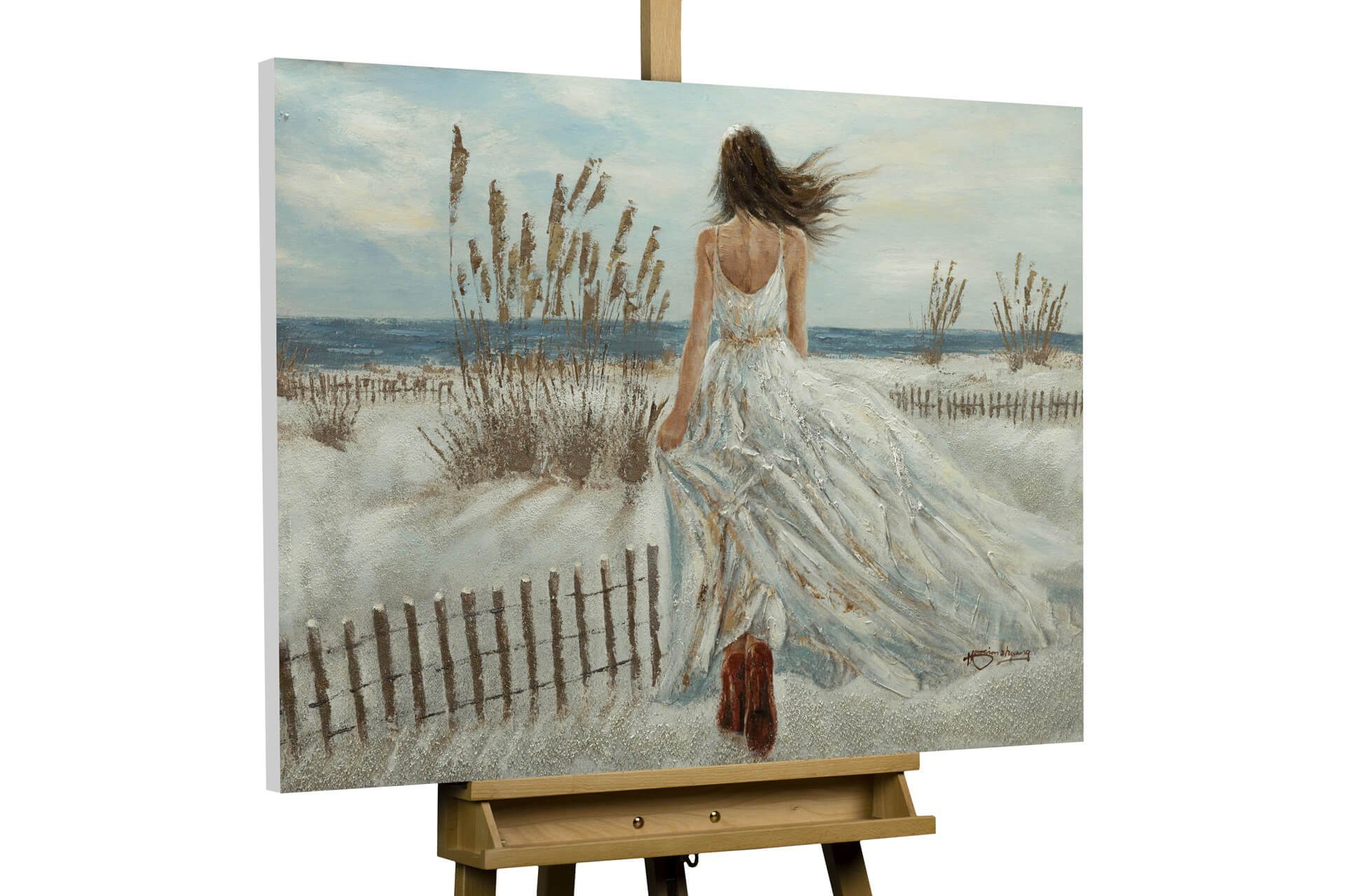 KUNSTLOFT Gemälde Blick zum Horizont 100x70 cm, Leinwandbild 100% HANDGEMALT Wandbild Wohnzimmer