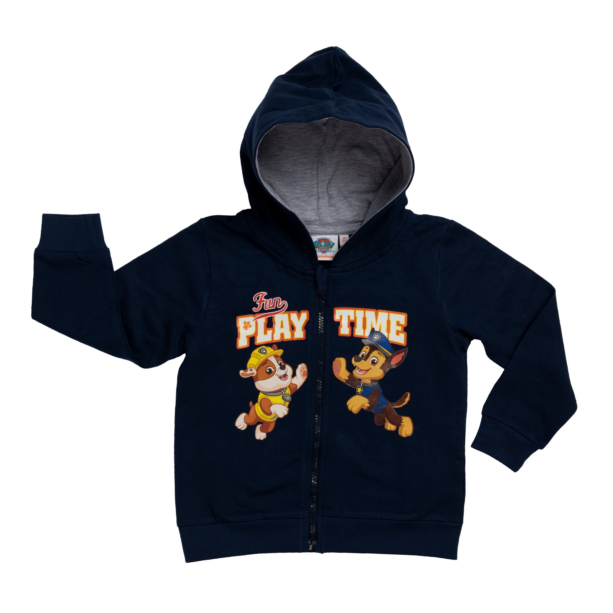 United Labels® Sweatjacke Paw Patrol Kapuzenpullover für Jungen - Playtime mit RV Blau