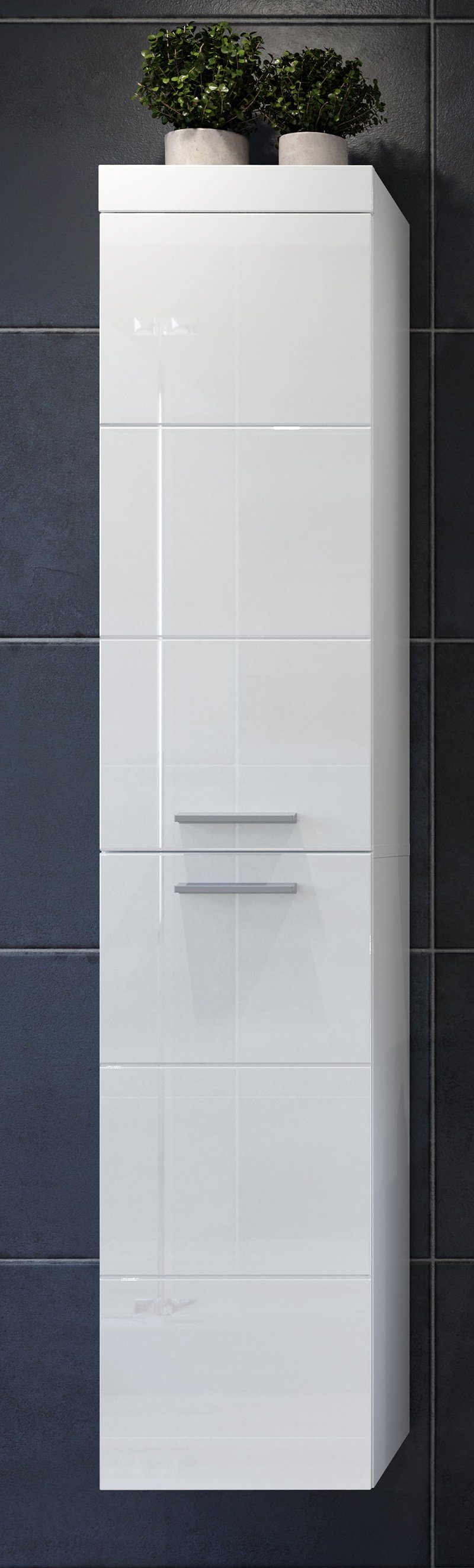 trendteam Badmöbel-Set Badezimmer Set Devon, inkl. Waschbecken, weiß Hochglanz, 3-teilig, (3-St)