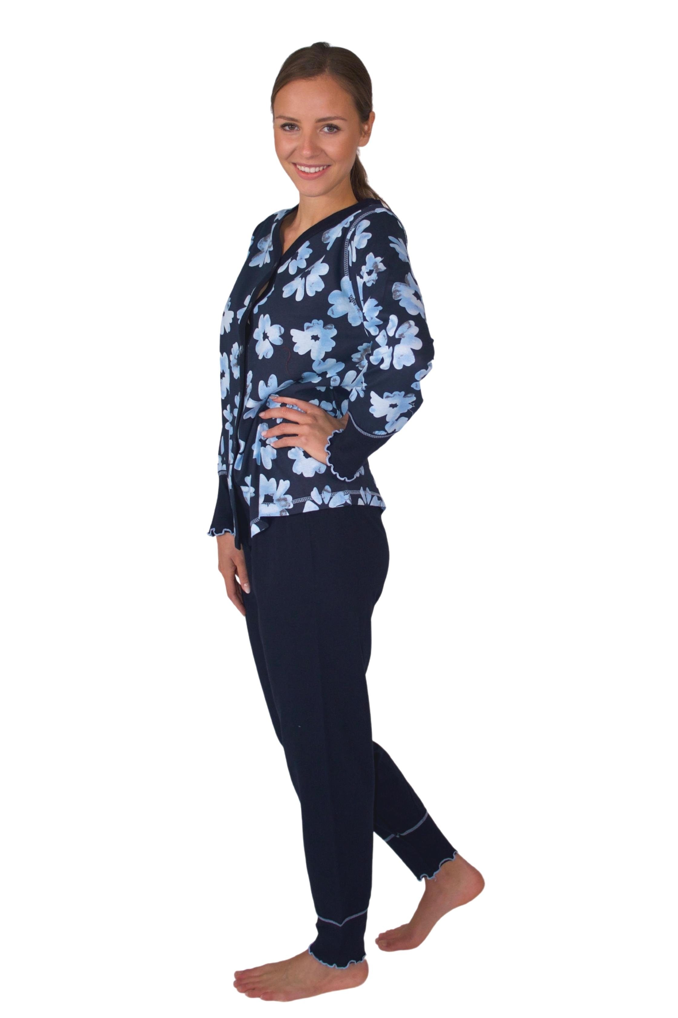 Qualität Baumwolle-Jersey Damen Pyjama Consult-Tex Schlafanzug Pyjama DW311blau aus weicher