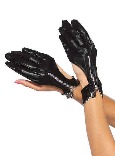 Leg Avenue Kostüm Extravagante Wetlook Handschuhe, Style-Accessoire mit Reißverschluss für vier Finger