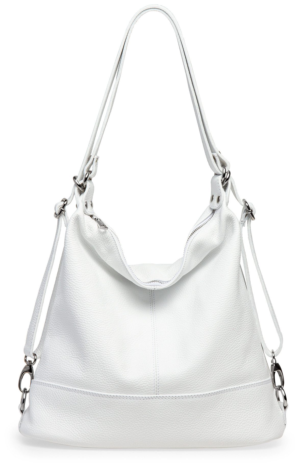 Caspar Schultertasche 2 in 1 Rucksack Damen Leder Tasche - PREMIUM LINE - Modell No.796, Casual, robust & unempfindlich - 100% Echtleder - Handmade in Italy