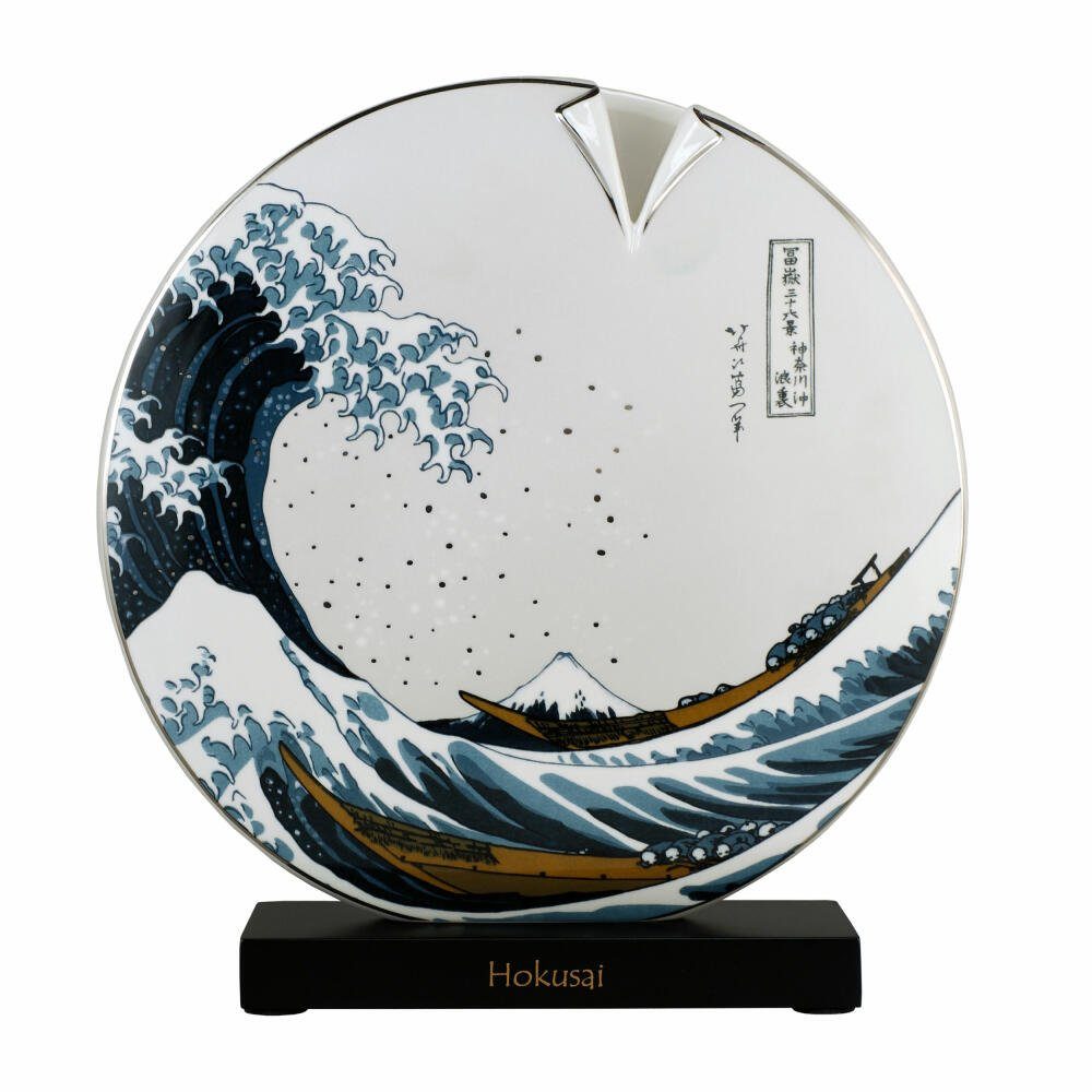 Echtgoldauflage, Aus große mit - Goebel Dekovase Die Porzellan Welle, hochwertigem Hokusai Katsushika