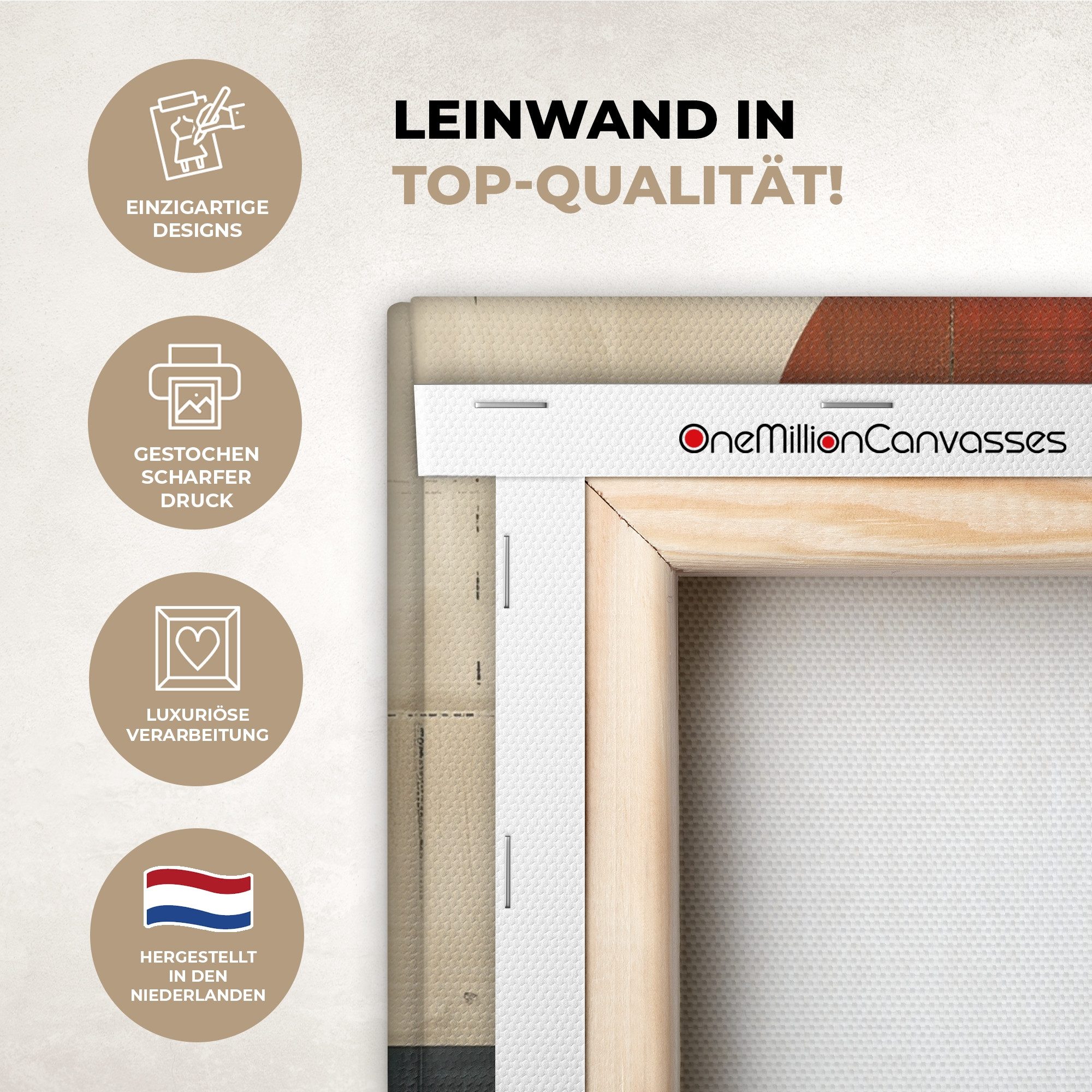 OneMillionCanvasses® Leinwandbild Abstrakt - Kunst - Formen - Modern, Fotodruck (1 St), Wandbild, Deko Schlafzimmer Wohnzimmer Flur 20x20 cm