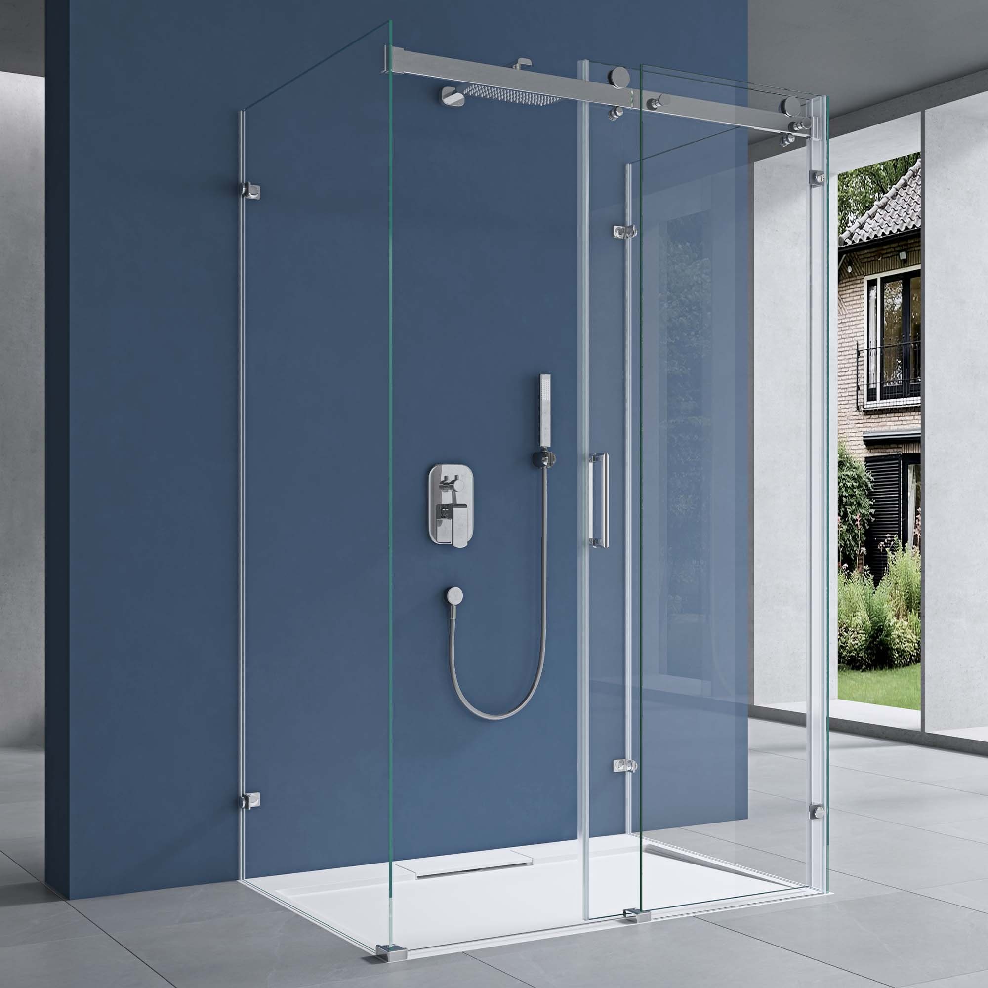 doporro Komplettdusche Duschkabine Duschabtrennung ESG mit Nano Easy-Clean R17-2UK, BxT: 100x70 cm, Einscheibensicherheitsglas (ESG), ebenerdiger Einbau möglich