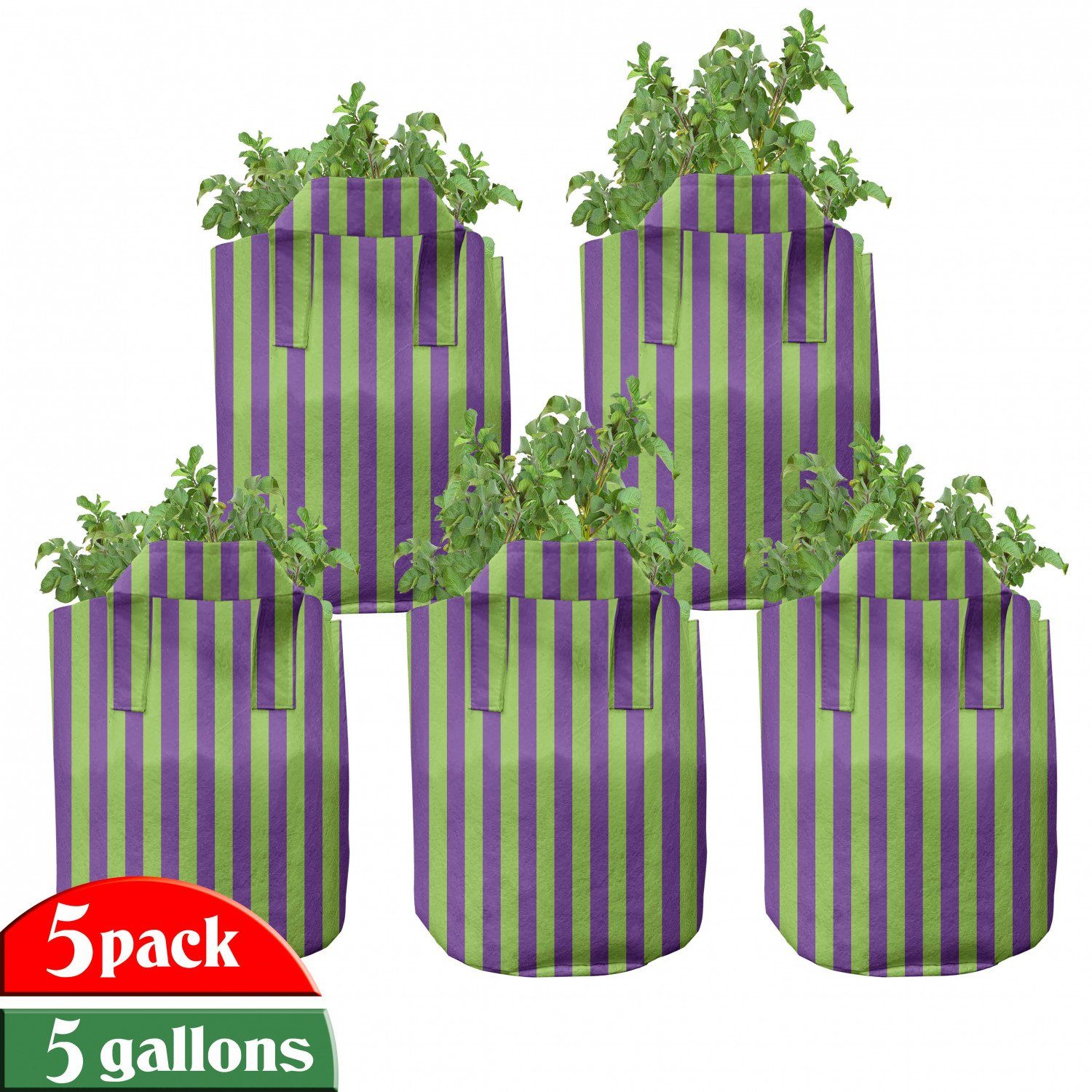 Abakuhaus Pflanzkübel hochleistungsfähig Stofftöpfe mit Griffen für Pflanzen, Jahrgang Blau, Grün, Bold Stripes
