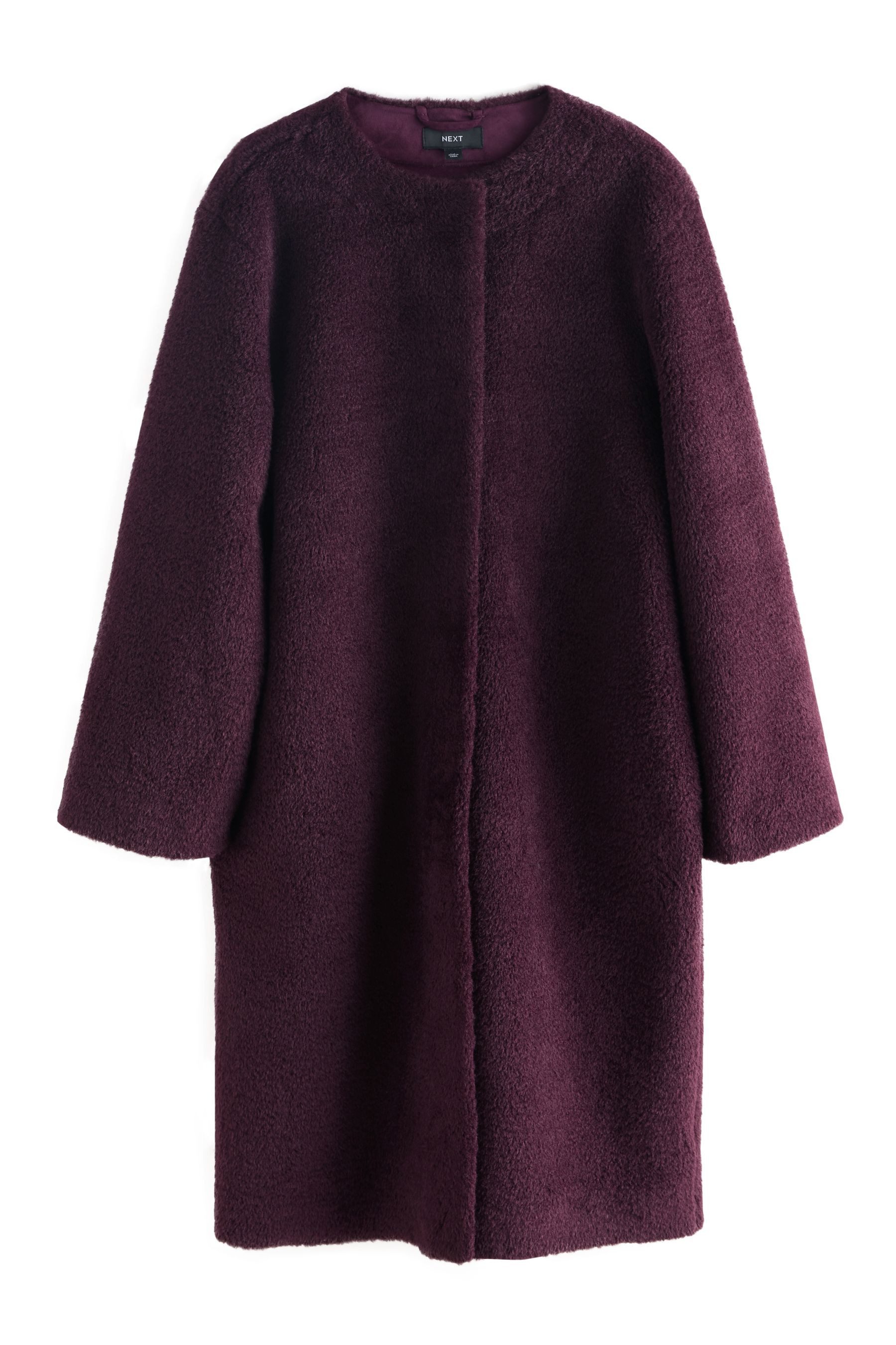 Next Fellimitatmantel Mantel ohne Kragen aus Kunstfell (1-tlg)
