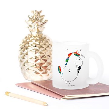 Mr. & Mrs. Panda Teeglas Einhorn Sänger - Transparent - Geschenk, Teetasse, Sängerin, Pegasus, Premium Glas, Außerordentliches Design
