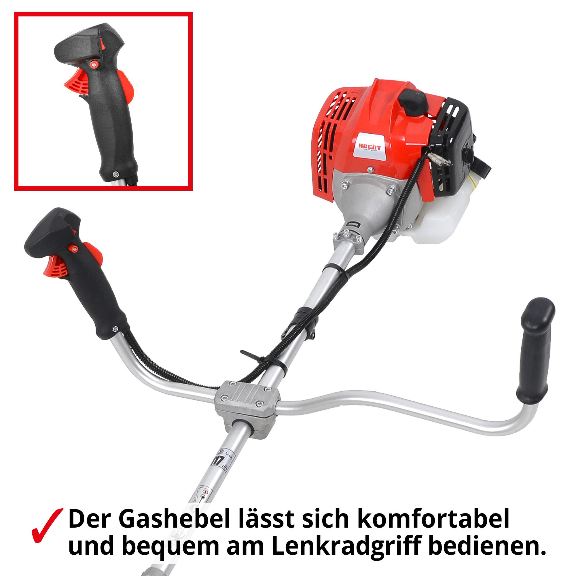 Hecht Benzin-Freischneider 135 BTS mit Tragegurt, 25,5 cm Arbeitsbreite Messer, 43 cm Arbeitsbreite Faden, 1,5 PS