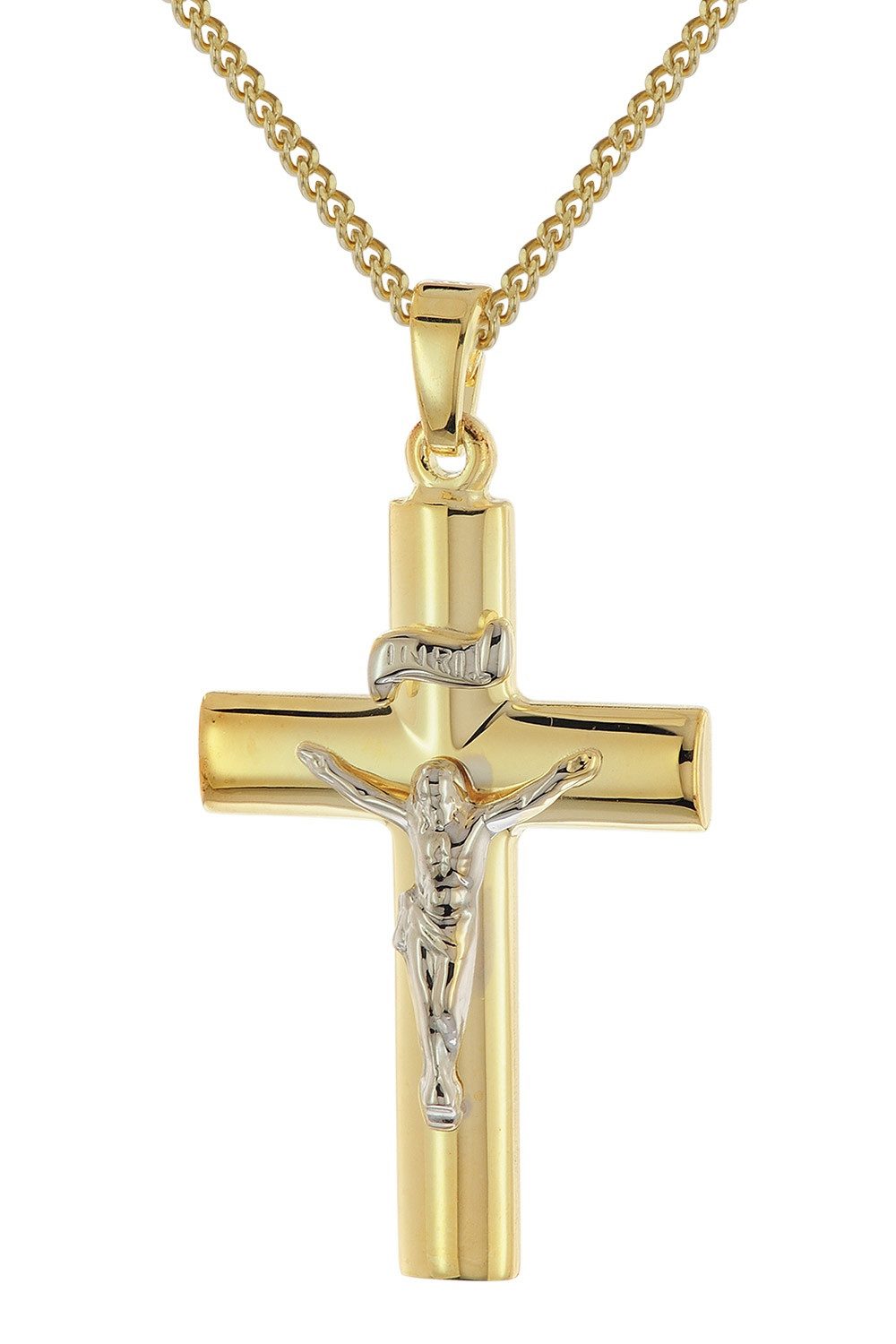 trendor Panzerkette Kruzifix 925 Silber Vergoldet mit