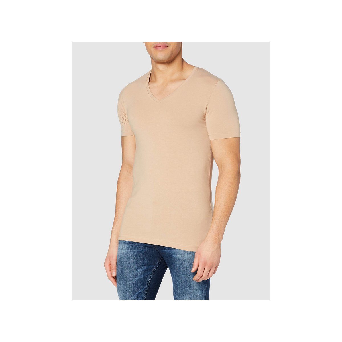 Pure regular uni (1-tlg) beige Hatico Rundhalsshirt