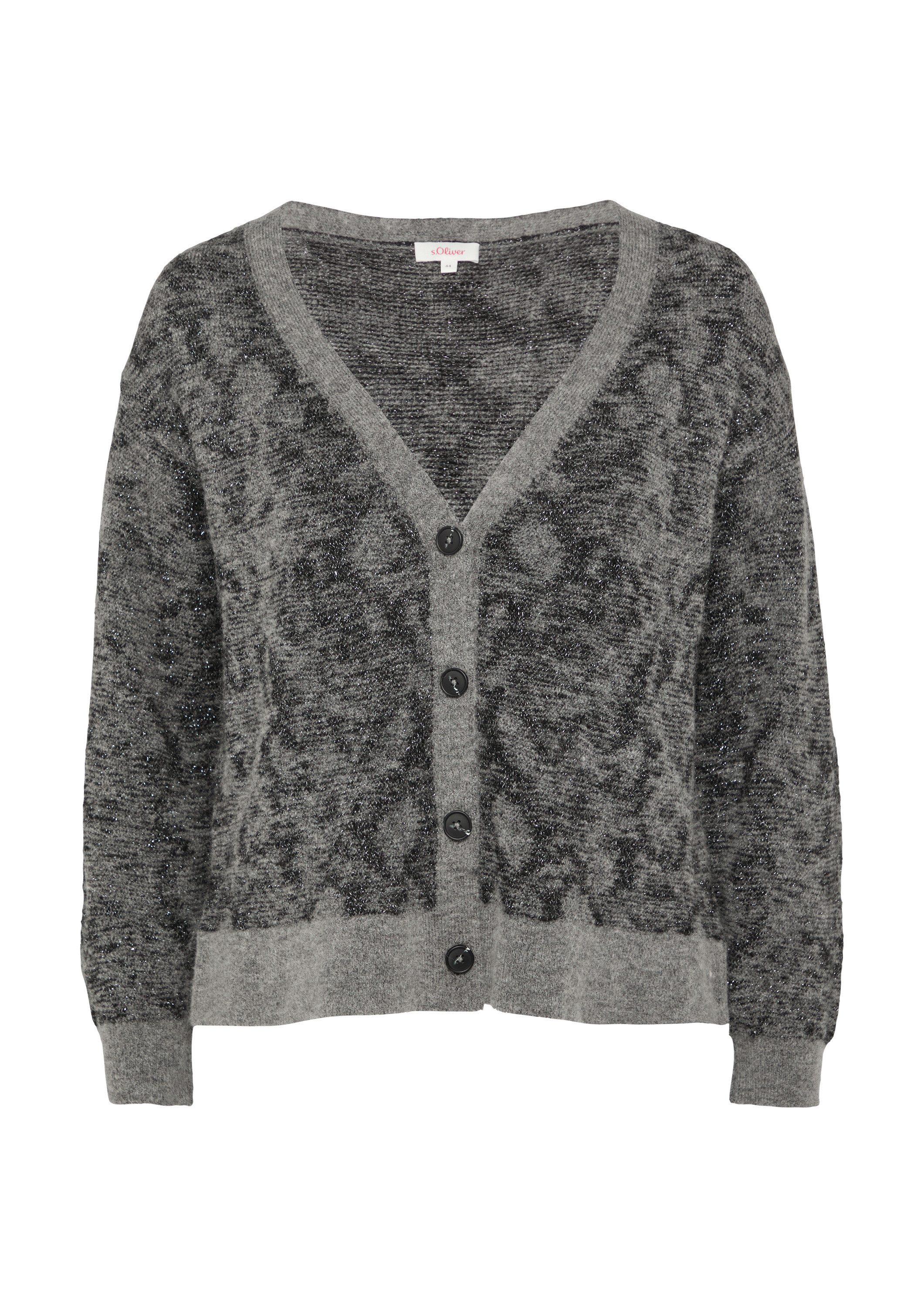 s.Oliver Cardigan Strickjacke Gemusterter Cardigan mit Glitzergarn