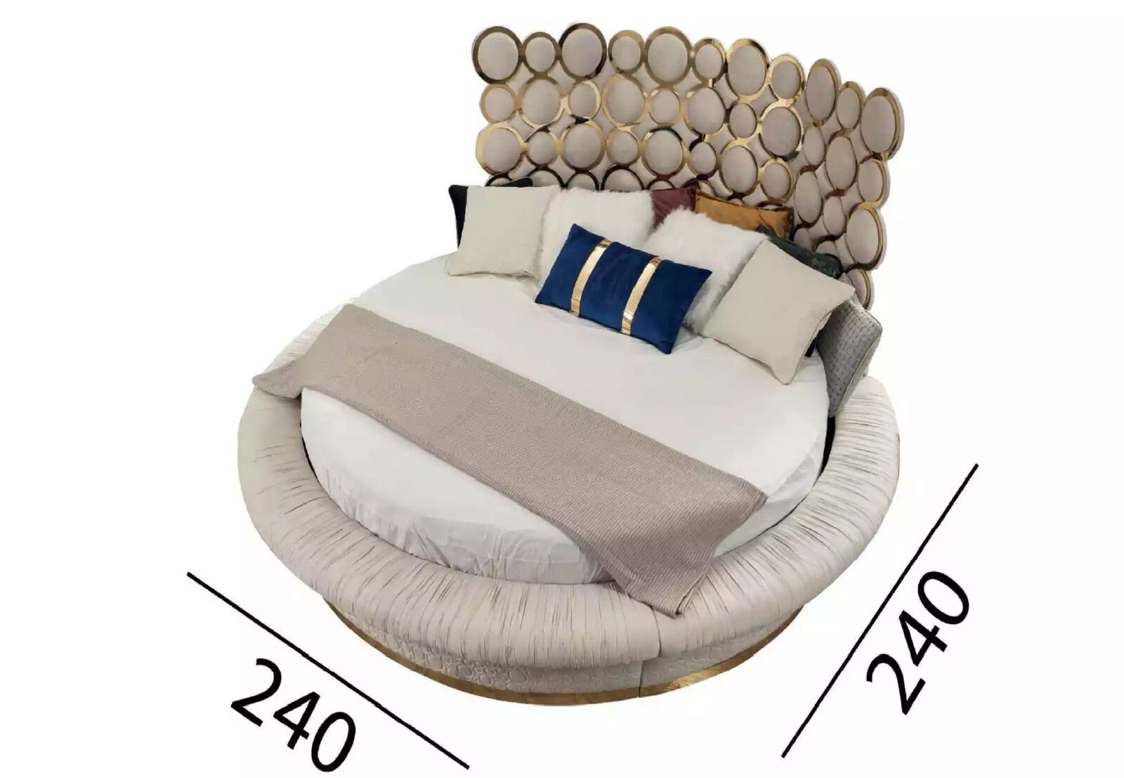 JVmoebel Rundbett Rundes Bett in Lederoptik mit elegantem Design für modernes Wohnen (1-tlg., Bett), Made in Europa