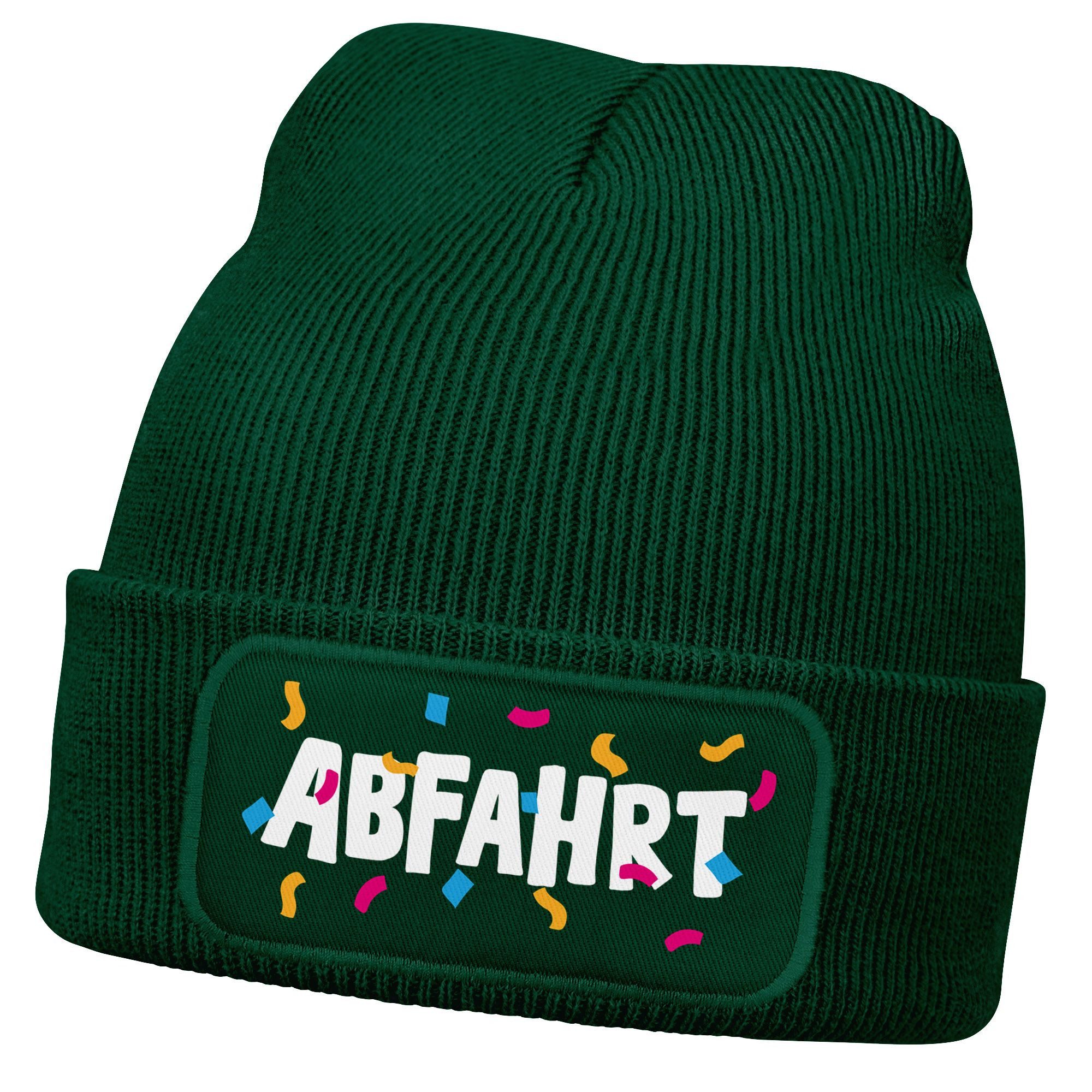 Strickmütze Damen Beanie mit Patch Strickmütze mit Spruch Aufdruck Lustig