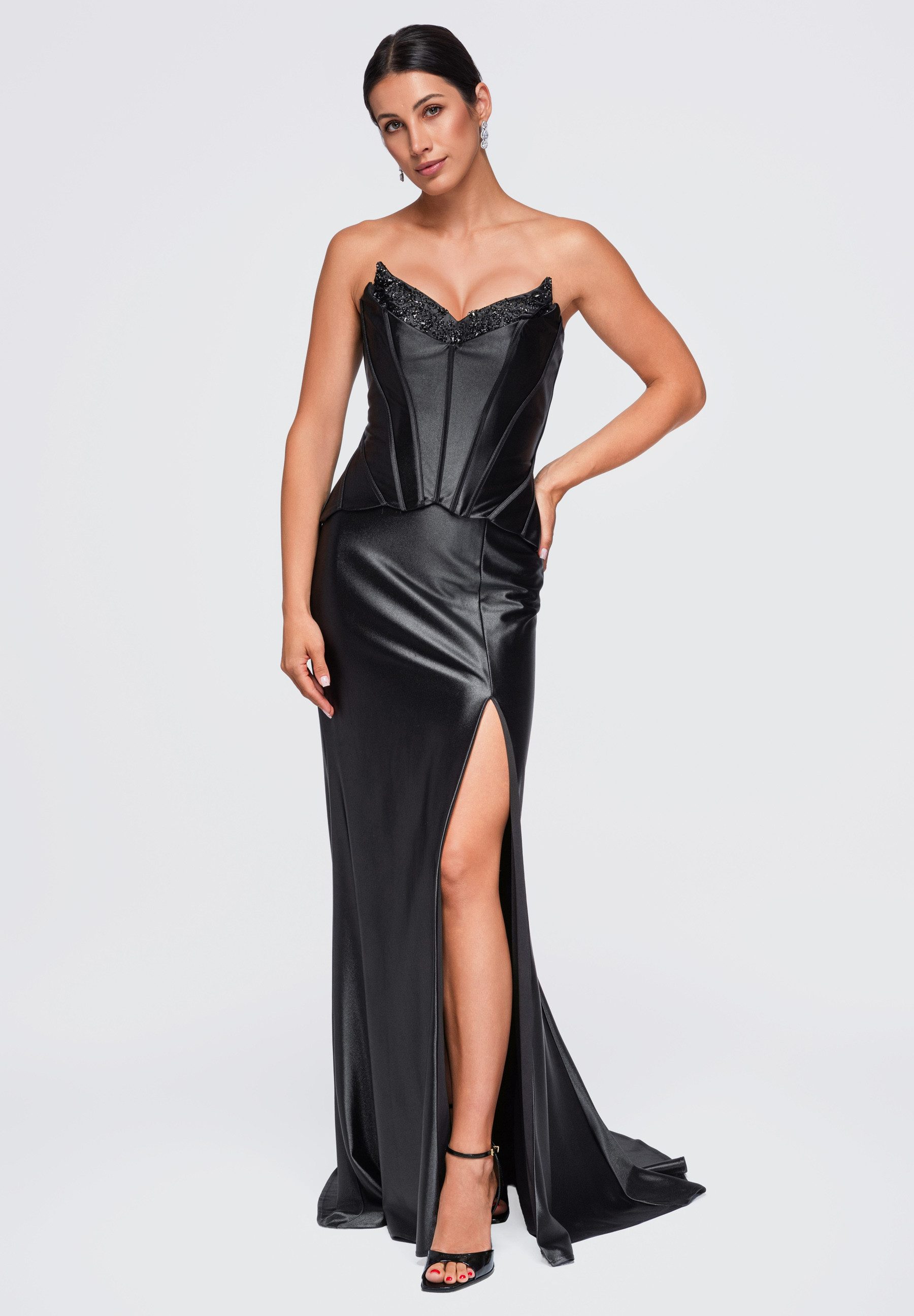 OMBRE Abendkleid Dress LA-OM-DLR502 black XS Schwarz XXS (kein Set, 1-tlg) in Unifarbe